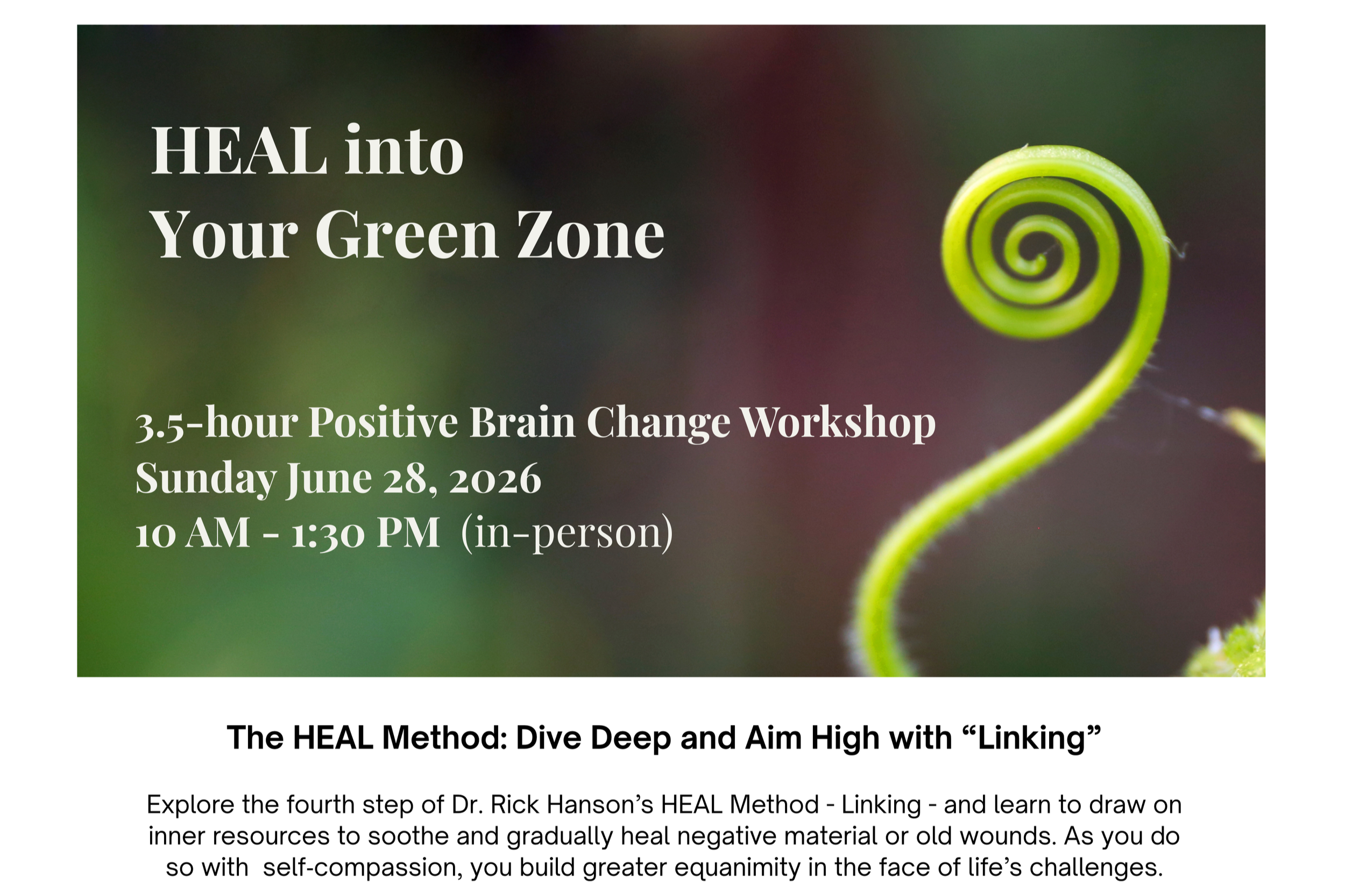 HEAL into the Green Zone- 3.5 -hour In-Person Workshop - Level II