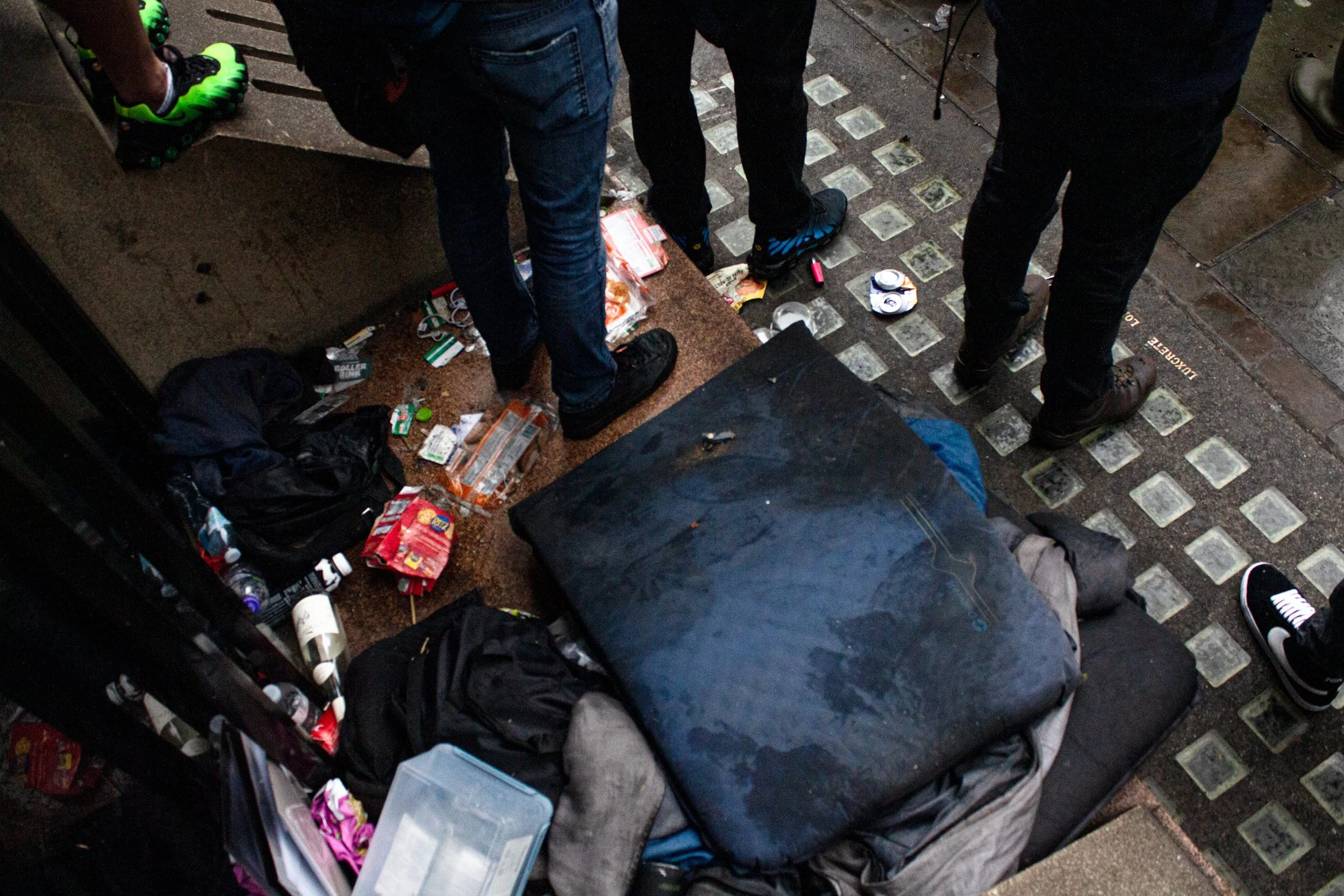 The corner in which someone was sleeping.