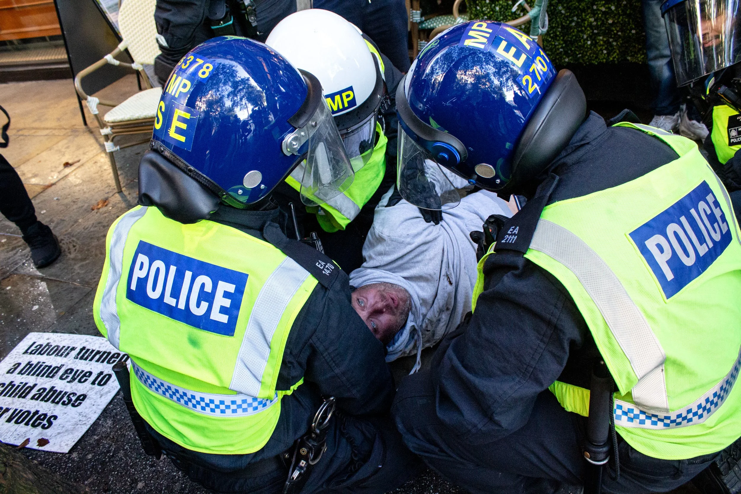 Police arrest a man from the far-right.