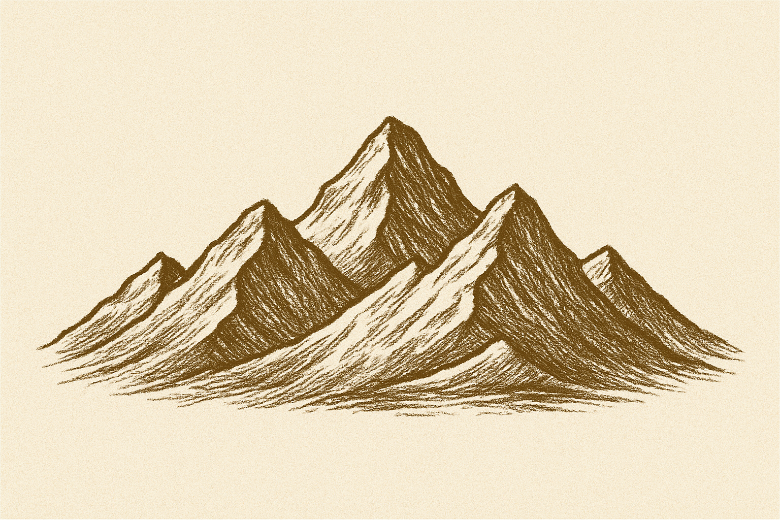 Illustration of mountain range, black and white, minimalistic design