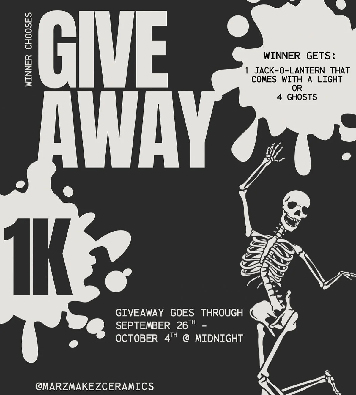 🎃My Spooktacular 1K Follower Giveaway!👻

To celebrate hitting 1,000 followers and to get into the Halloween spirit, I&rsquo;m hosting a giveaway!

I will be giving away 1  Jack O&rsquo; Lantern Night light OR 1 Ghost Family of 4 to One Lucky Winner