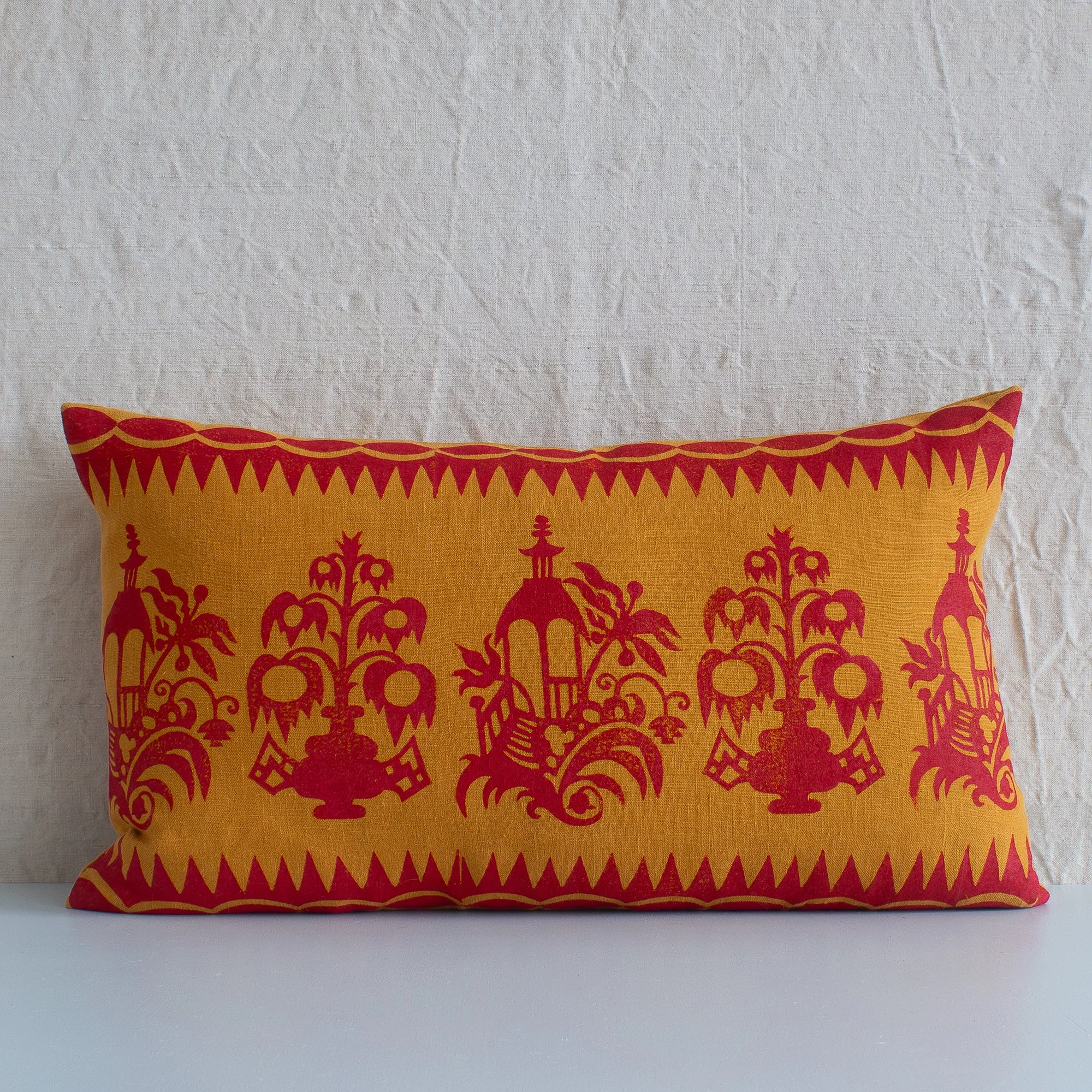 Old Cathay with Border Lumbar Pillow