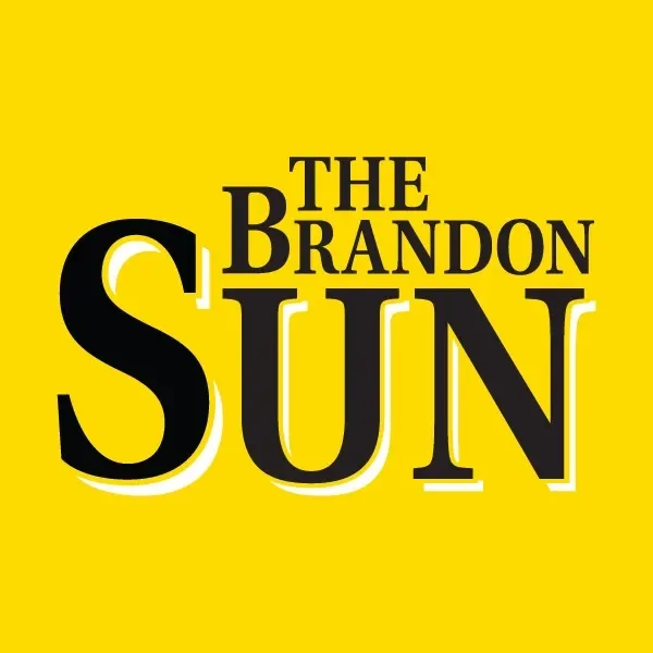 Logo for The Brandon Sun with a yellow background and large black and white text.