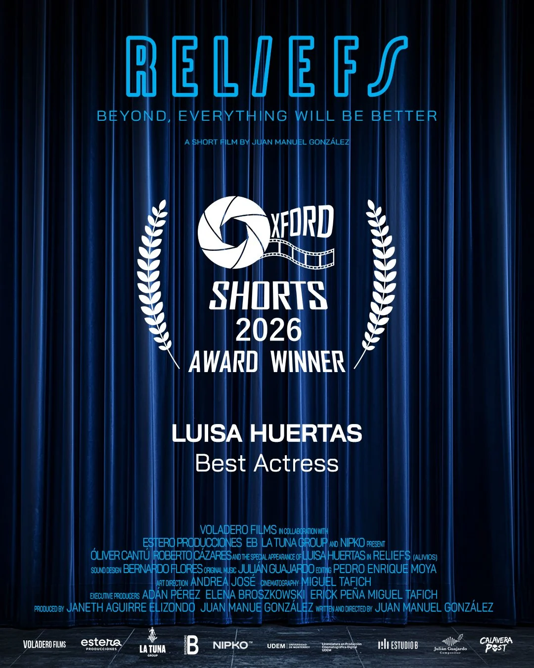 We are thrilled to announce that fantastic and dear Luisa Huertas has won the award for Best Actress at the @oxford_shorts film festival! Our gratitude to the jury and the festival for having selected our film! 

Voladero FIlms @voladero_films in col