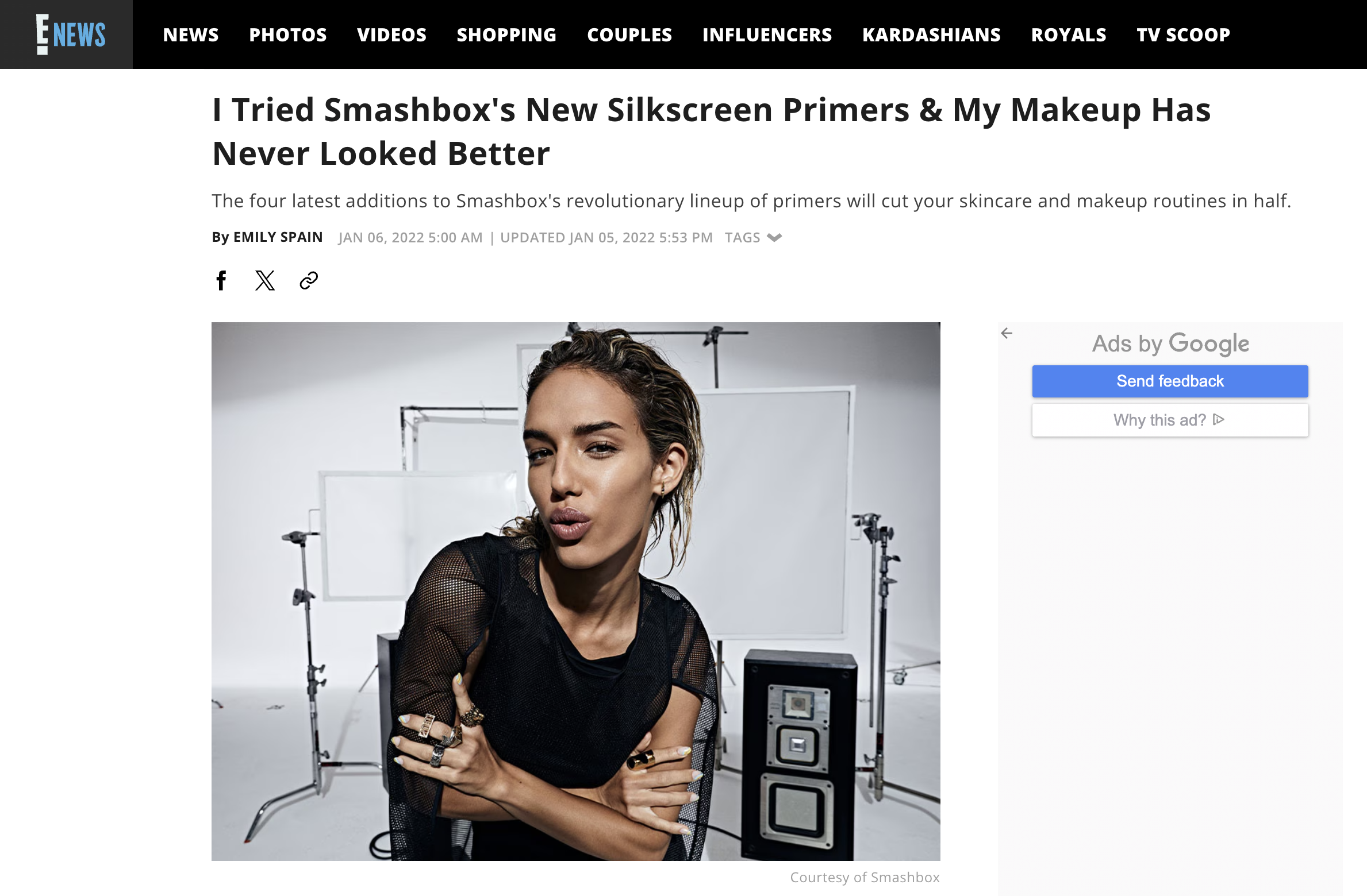E! News covers the Smashbox Cosmetics Photo Finish Silkscreen Primer launch