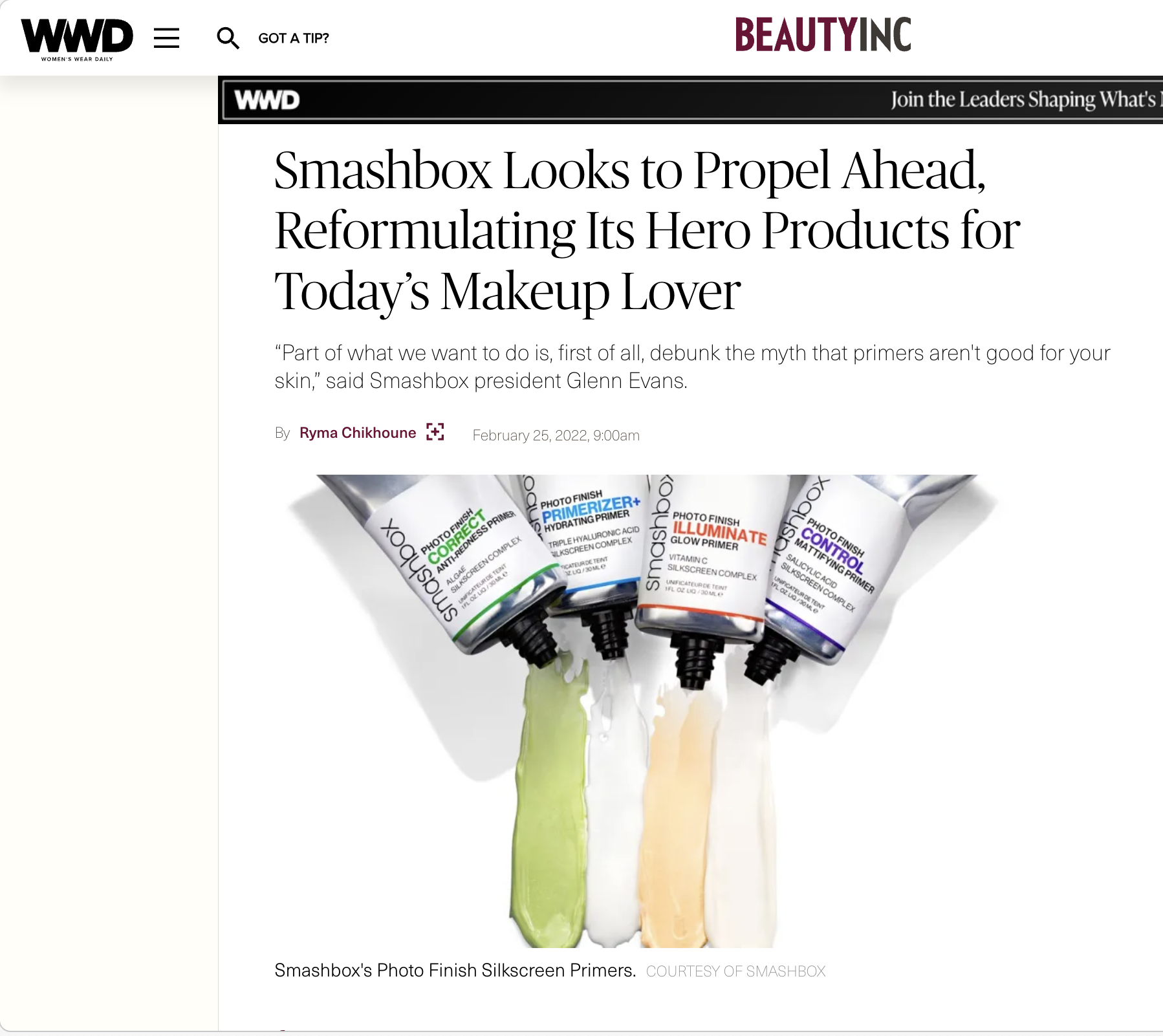WWD covers the launch of Smashbox Cosmetics Photo Finish Silkscreen Primers