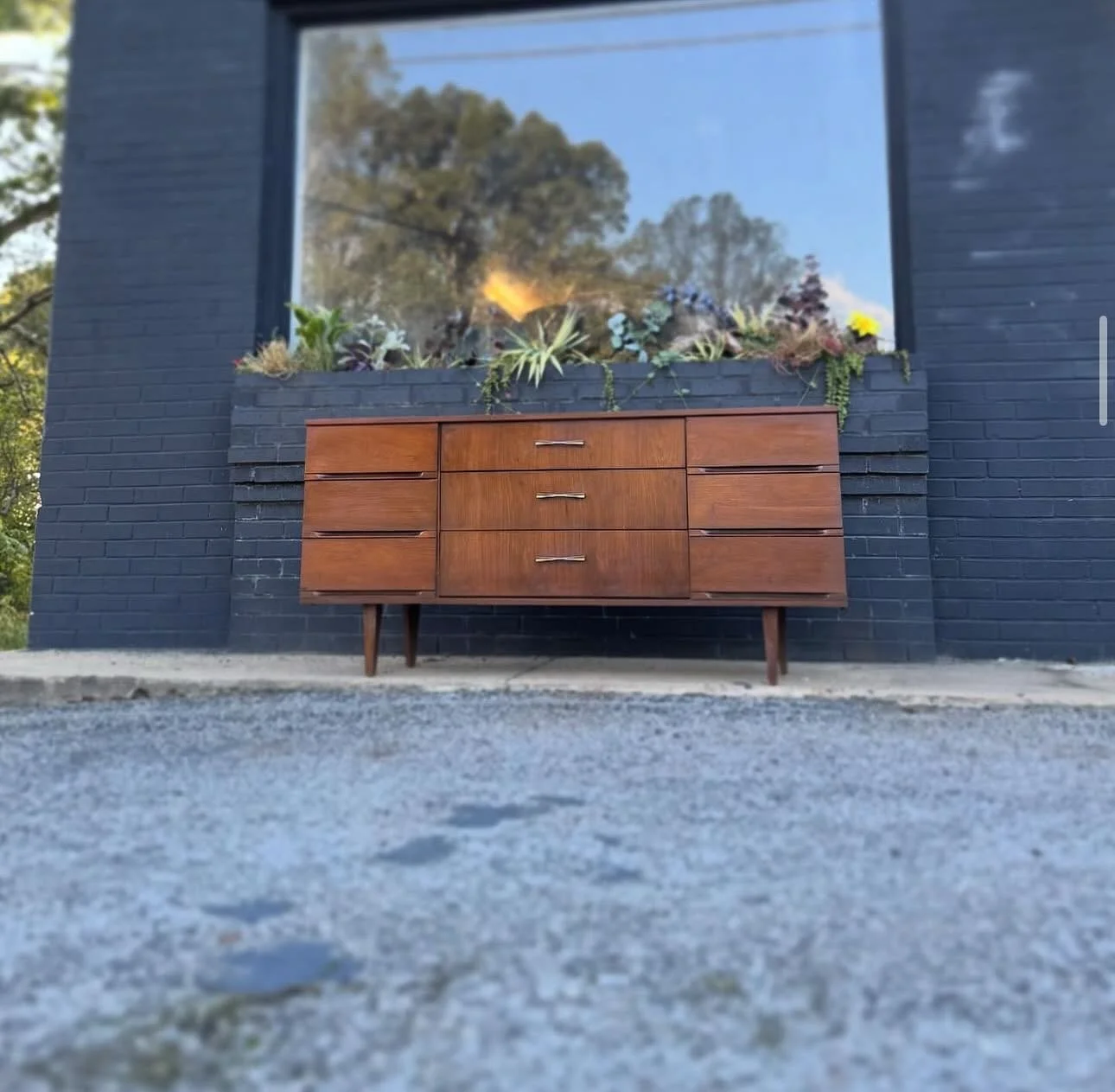 Available ! Sale $695 
- - 
Vintage Furniture from Modern Collective 
- - 
- Regionally Sourced + Delivered Vintage 
- Bespoke Handmade Furniture 
- Delivery: DMV, RVA, NC, PA, NJ, NYC+
- Message Us To Purchase
- - 
$695:  MCM 9-Drawer Dresser in Wal
