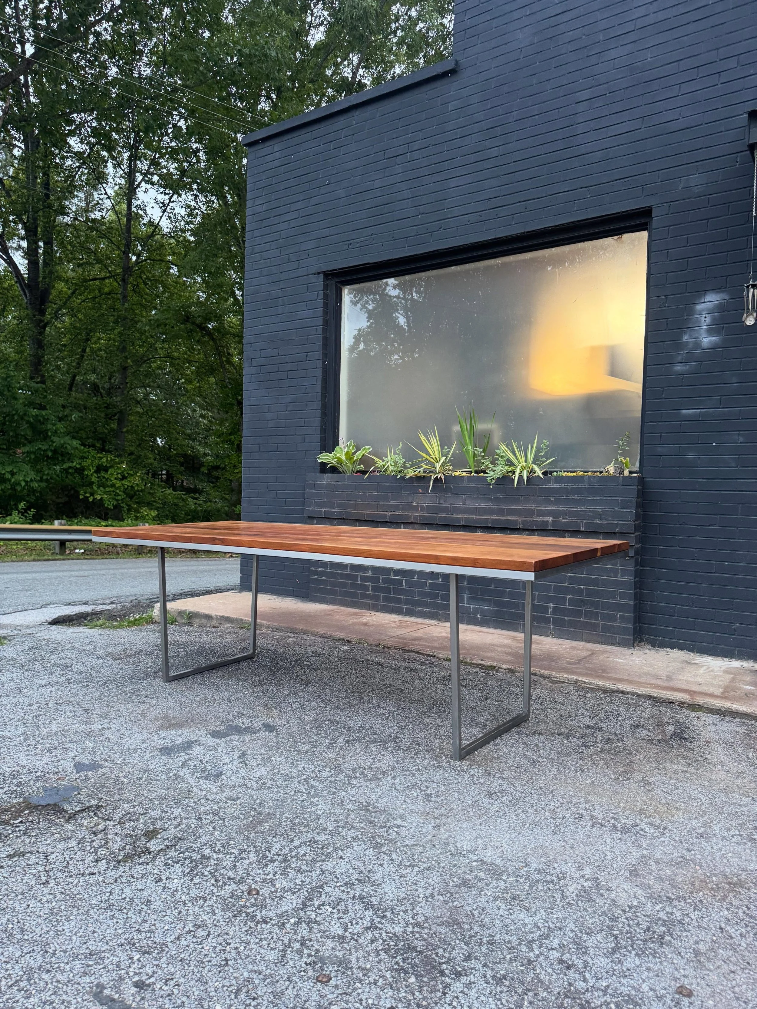 Available ! 
- - 
$1750 / Large Bespoke Solid Walnut Dining Table 
- - 
Dimensions: 95.5x36x30H 
- - 
Delivery $75:  VA, DC, MD, NC 
- - 
#mcm #midcenturyfurniture #midcentury #midcenturymodern