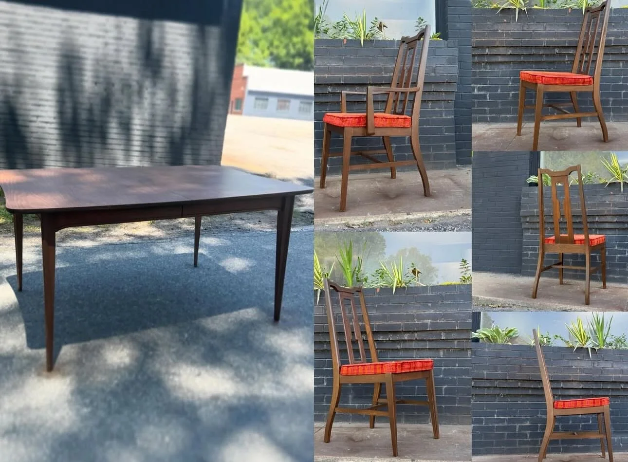 Available ! 
- - 
$725 / Set : Vintage MCM Dining Set by Bassett, Table + 5 Chairs 
- - 
Dimensions: 40x60x30H 
- - 
Delivery $75:  VA, DC, MD, NC 
- - 
#mcm #midcenturyfurniture #midcentury #midcenturymodern