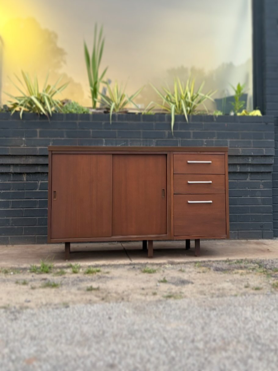 Just Arrived ! + Currently in Refinish 
- - 
$750 : Mid-Century Vintage Credenza (Comes Refinished!) 
- - 
Dimensions: 
- - 
Delivery $75:  VA, DC, MD, NC 
- - 
#mcm #midcenturyfurniture #midcentury #midcenturymodern