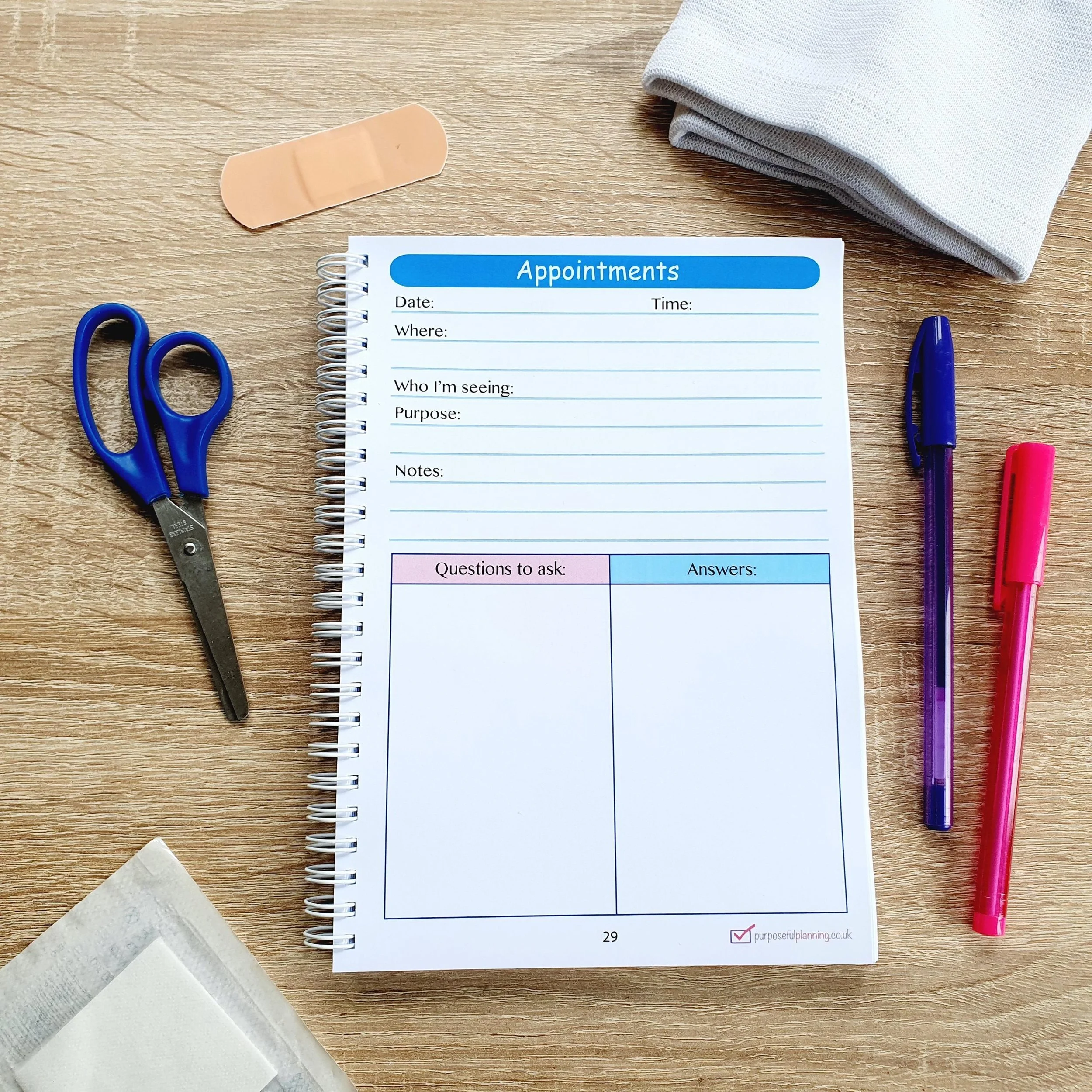 preparing for medical appointment notebook