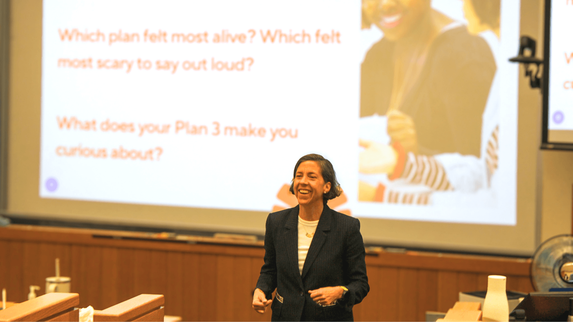Gina des Cognets speaking at leadership offsite workshop Lead with Gina Design Thinking for your Career