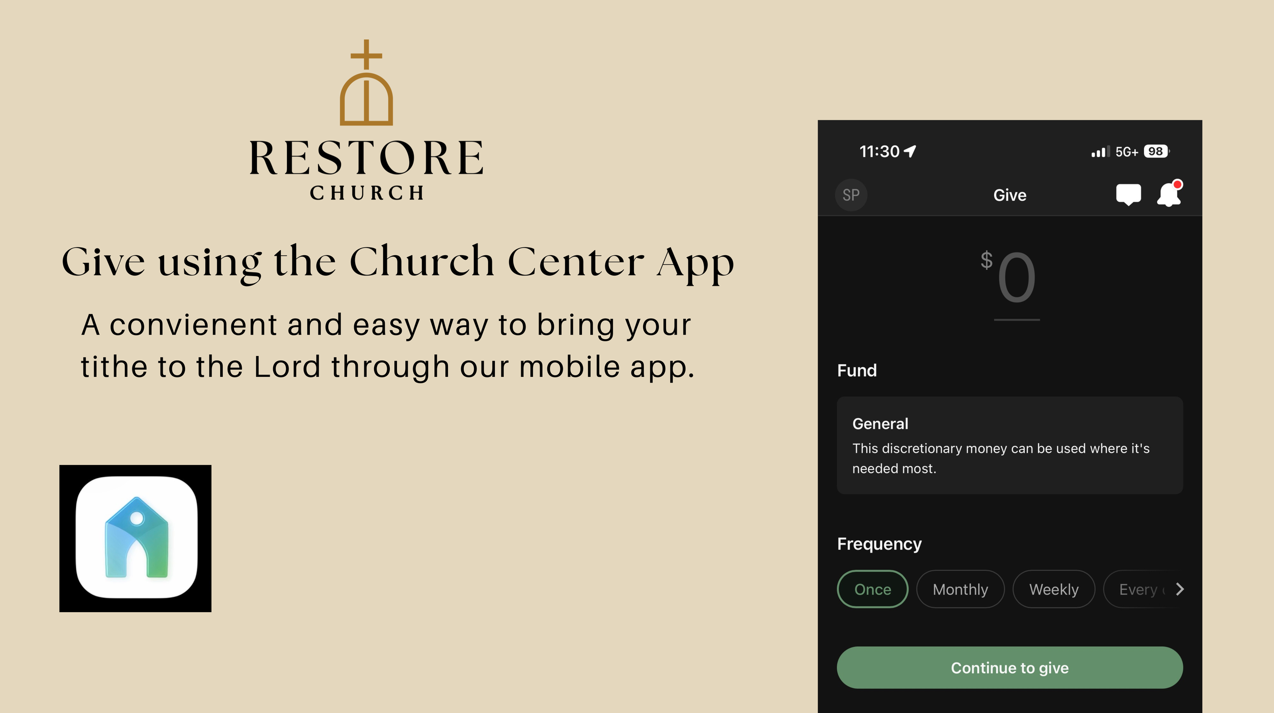How to give using the Church Center App