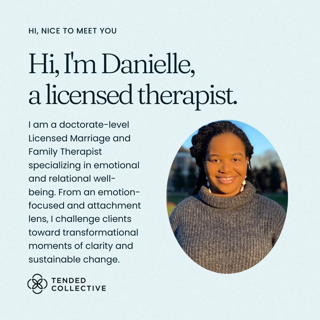 🌻 Meet Danielle!

Danielle is a doctorate-level Licensed Marriage and Family Therapist specializing in emotional and relational well-being. From an emotion-focused and attachment lens, she challenges clients toward transformational moments of clarit