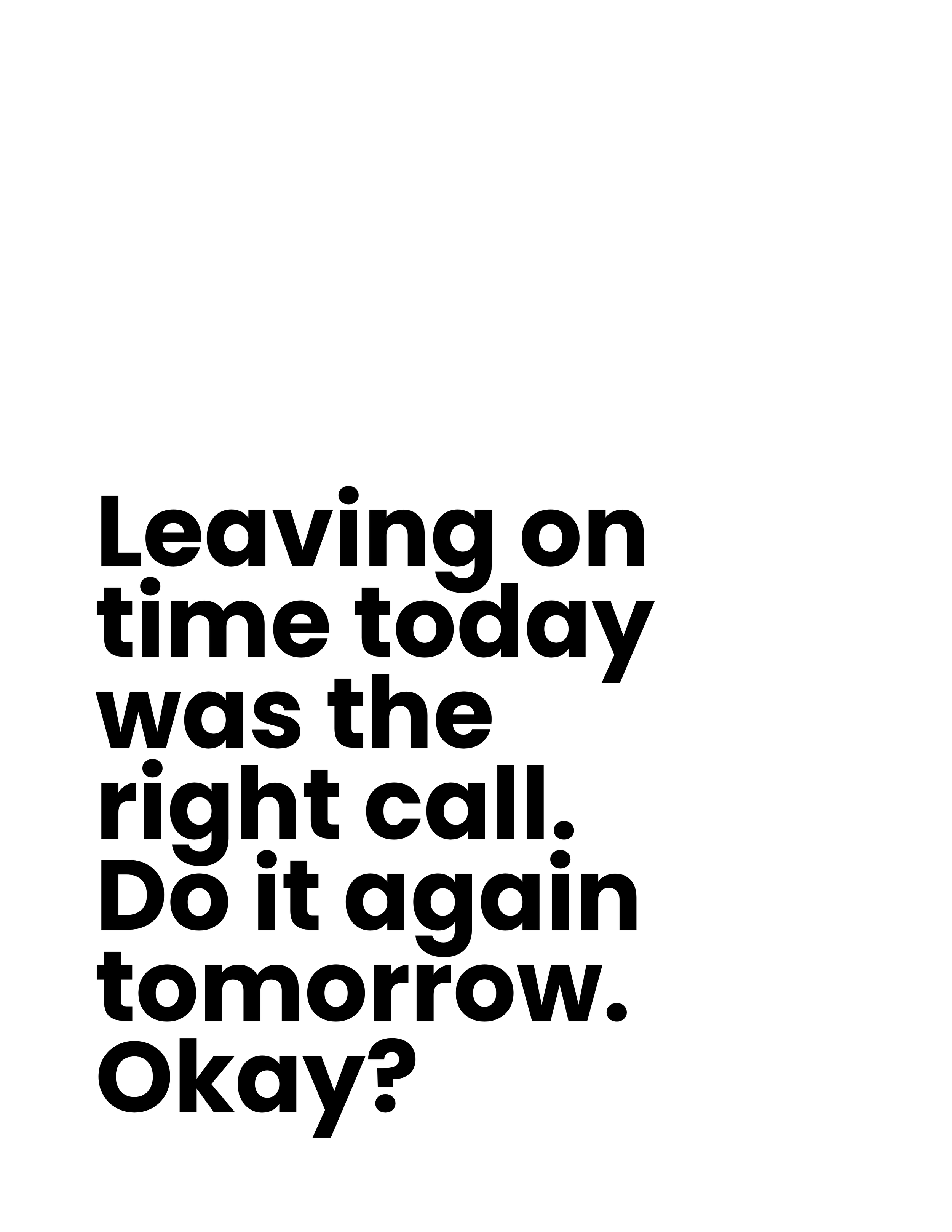 Leaving On Time Was Right Card