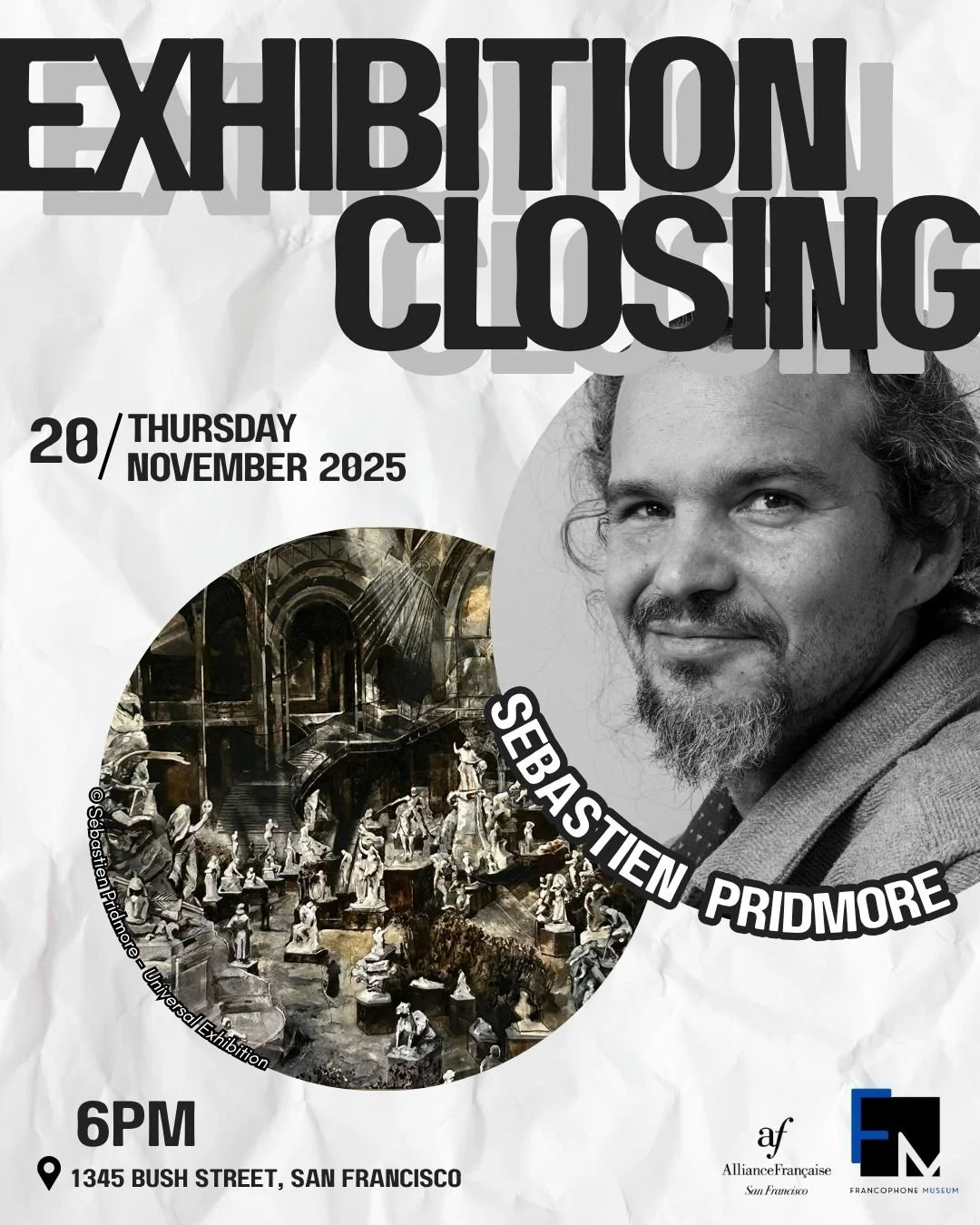 [ART CLOSING NIGHT] 
Dive into S&eacute;bastien Pridmore&rsquo;s world interacting with nature, cultural heritage and technology combined.

🇫🇷🇨🇭French-Swiss painter and muralist, S&eacute;bastien has been challenging the limits of art creation th