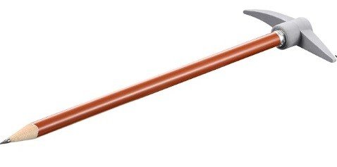 Pencil with axe eraser