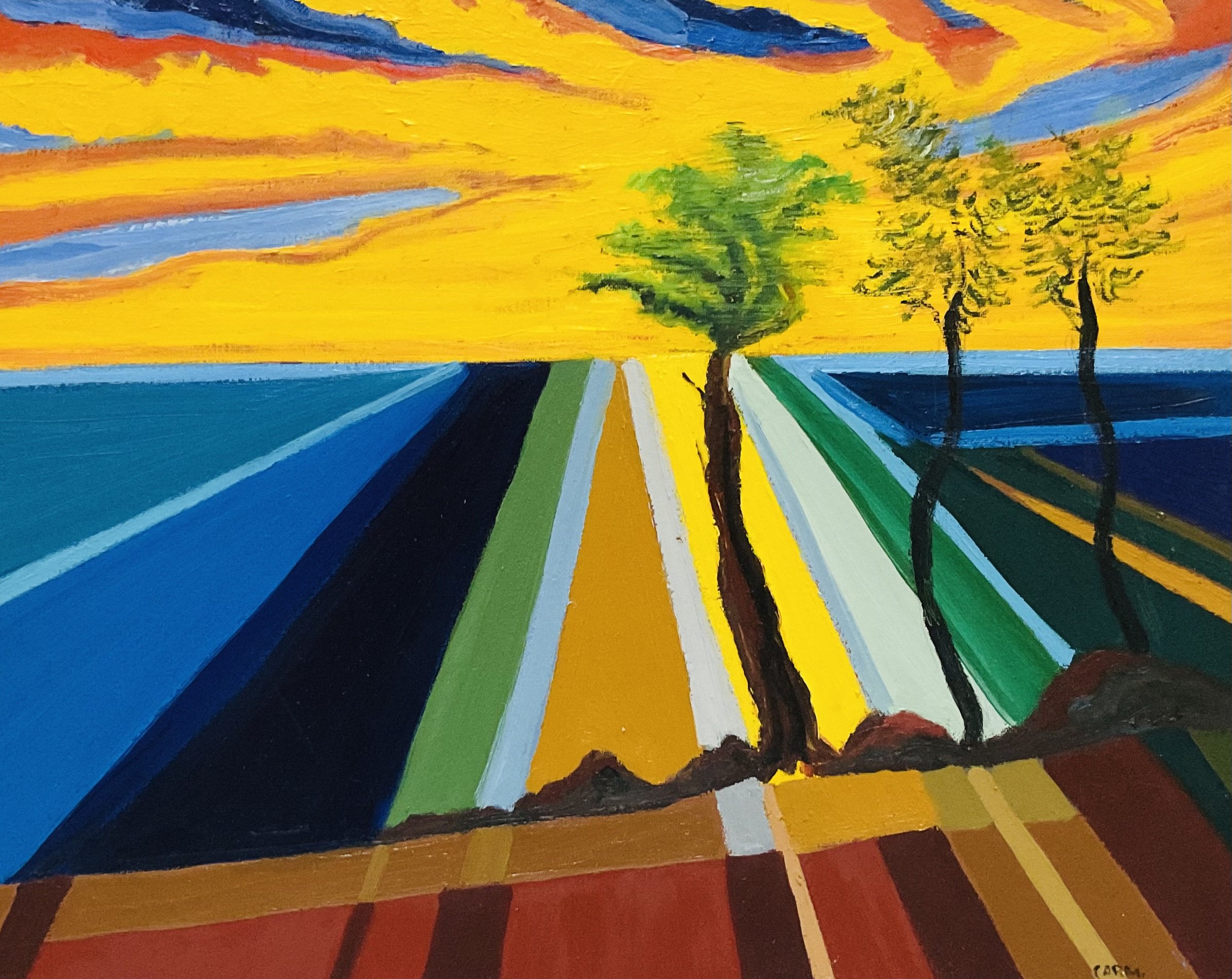 Yellow Orange Sunset Roadway