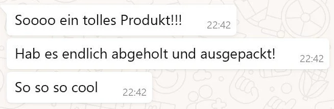 Bewertung der Erinnerungskiste mit der Aussage: So ein tolles Produkt.