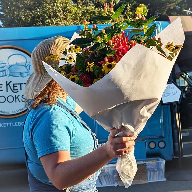 flowers and books