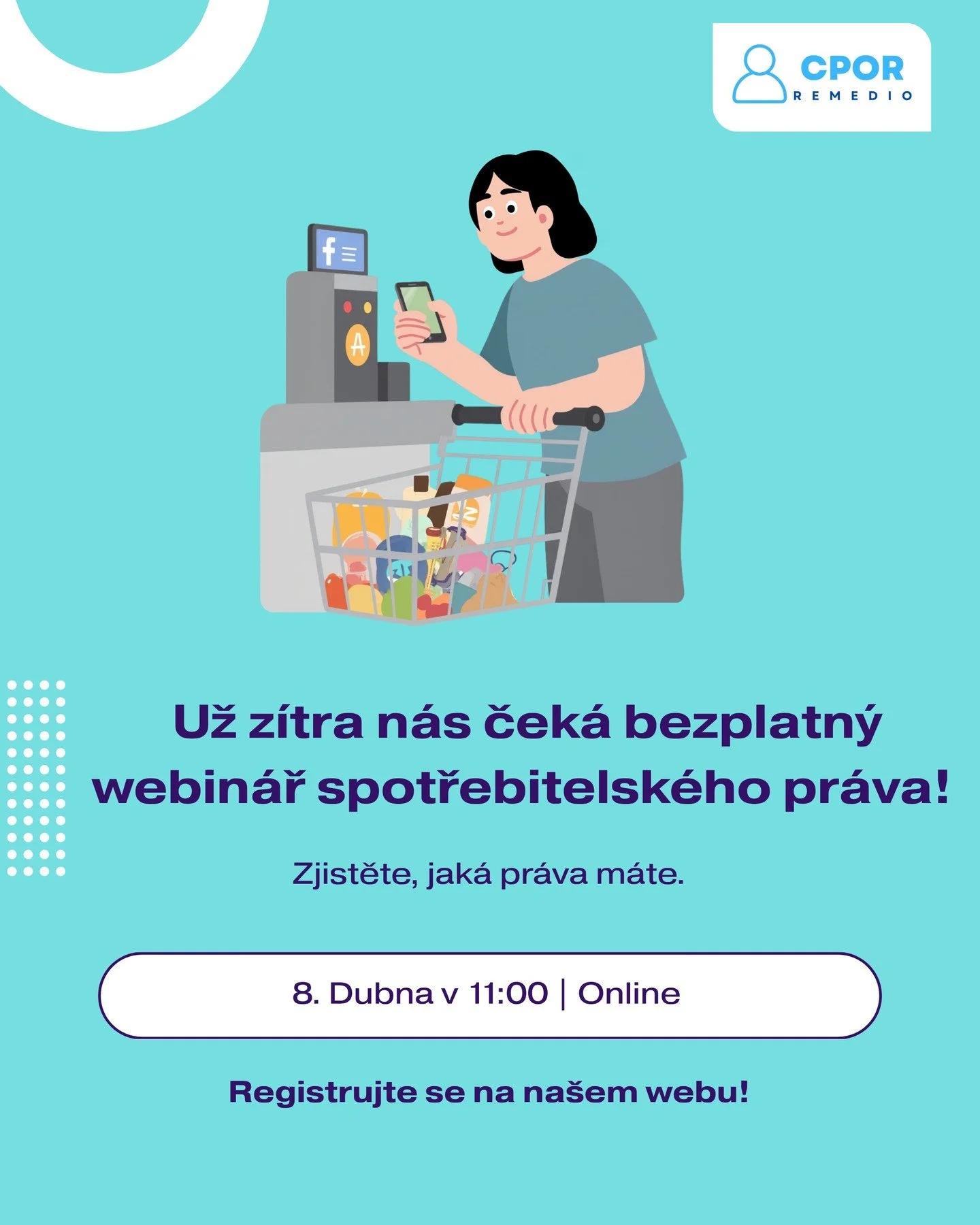 Už z&iacute;tra 8.4. se v 11:00 uskutečn&iacute; online semin&aacute;ř odborn&iacute;ků z CPOR-Remedio na t&eacute;mata t&yacute;kaj&iacute;c&iacute; se pr&aacute;v spotřebitelů. 🎉Dozv&iacute;te se, jak spr&aacute;vně reklamovat zbož&iacute;, co děl