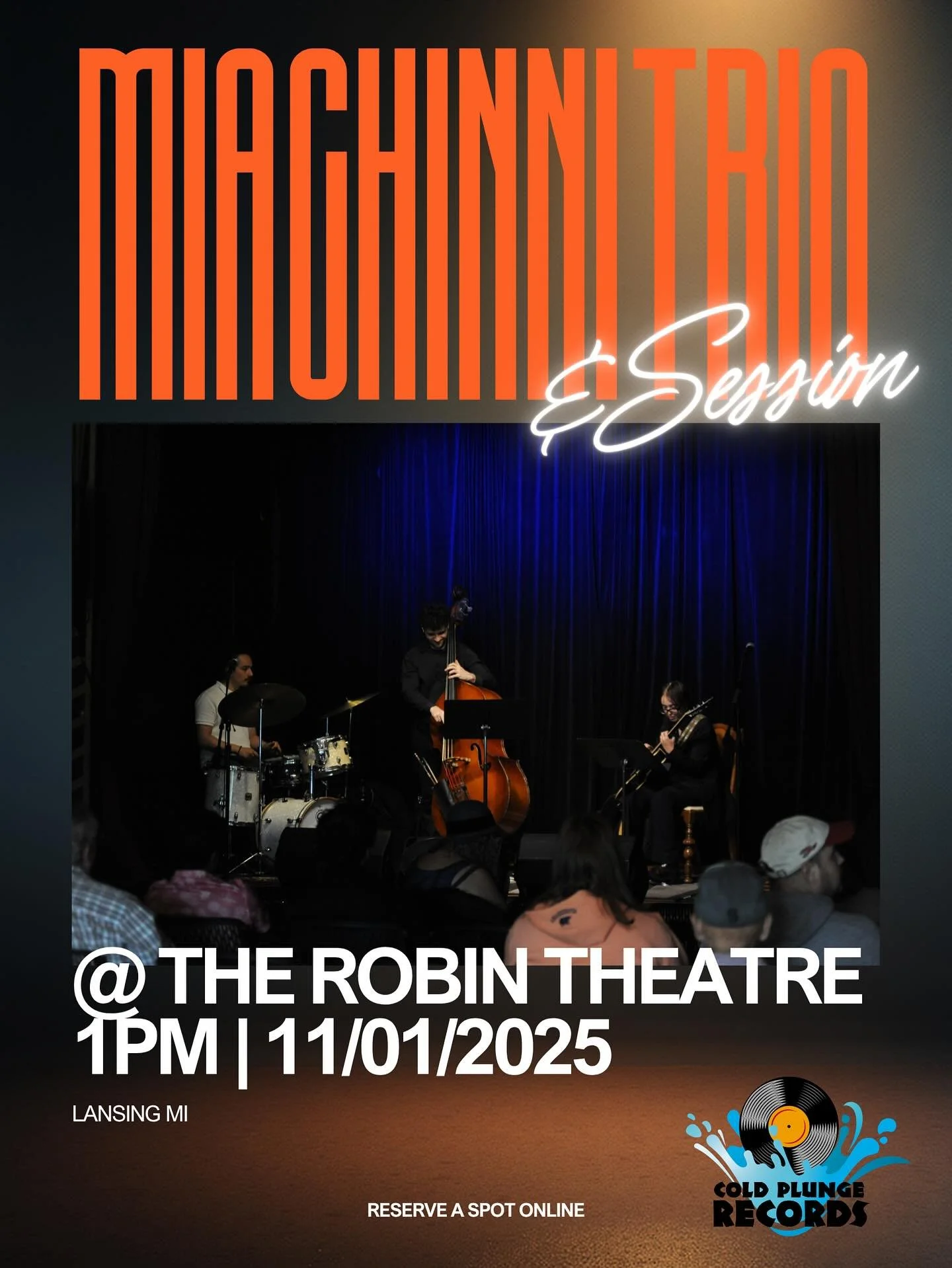 This Saturday at 1!!! Come and bring your horn - or else!! 
For more info:
https://www.therobintheatre.com/events/mia-chinni-trio-session-november-2025