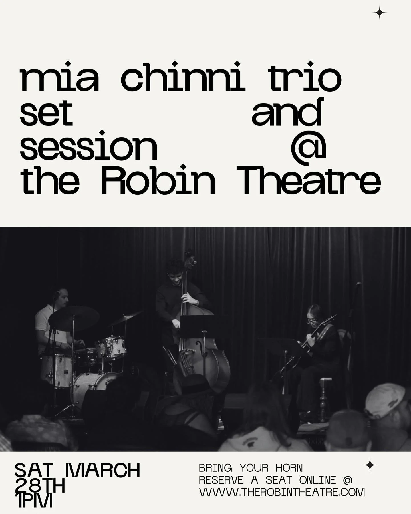 WE WILL BE BACK AT THE ROBIN THEATRE SATURDAY MARCH 28TH AT 1PM!!! FEEL FREE TO BRING YOUR HORN TO SIT IN AND RESERVE A SPOT ONLINE: https://www.therobintheatre.com