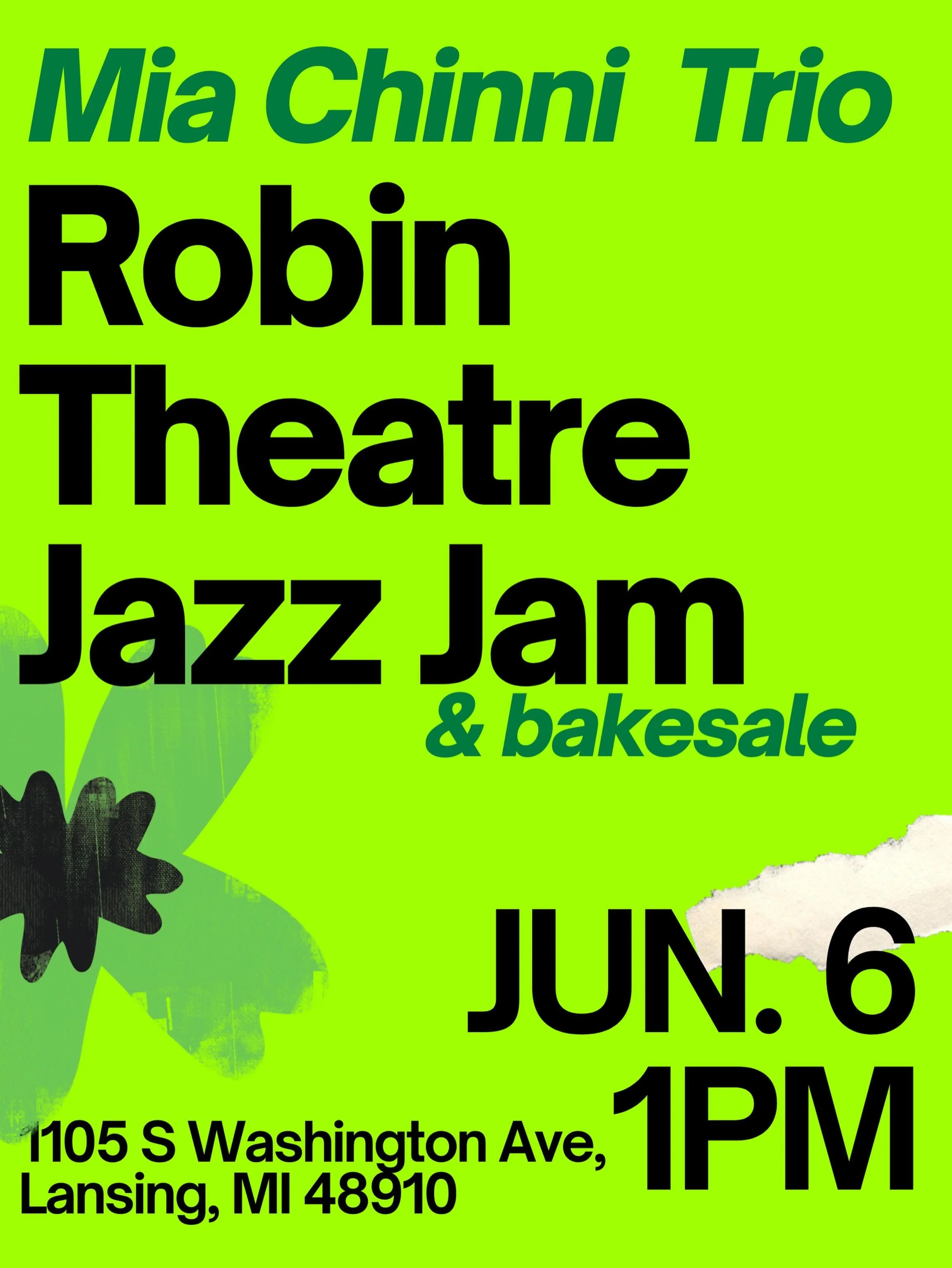 We will be BACK at the ROBIN THEATRE in LANSING in two weeks for a special JAM / BAKESALE EVENT so bring your horn and MARK YOUR CALENDAR FOR JUN 6!!! 
@alexhoberty on bass
@alonsouch on drums 
@nessiaskitchen cooking it 🆙