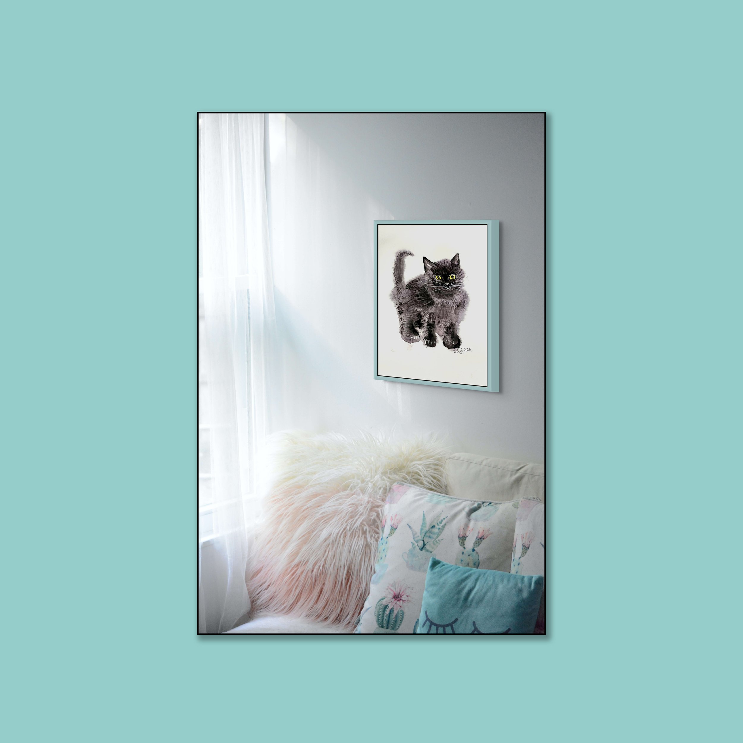 bear the cat _ for Artplacer_FLYBABY ART _in turqouise square.jpg