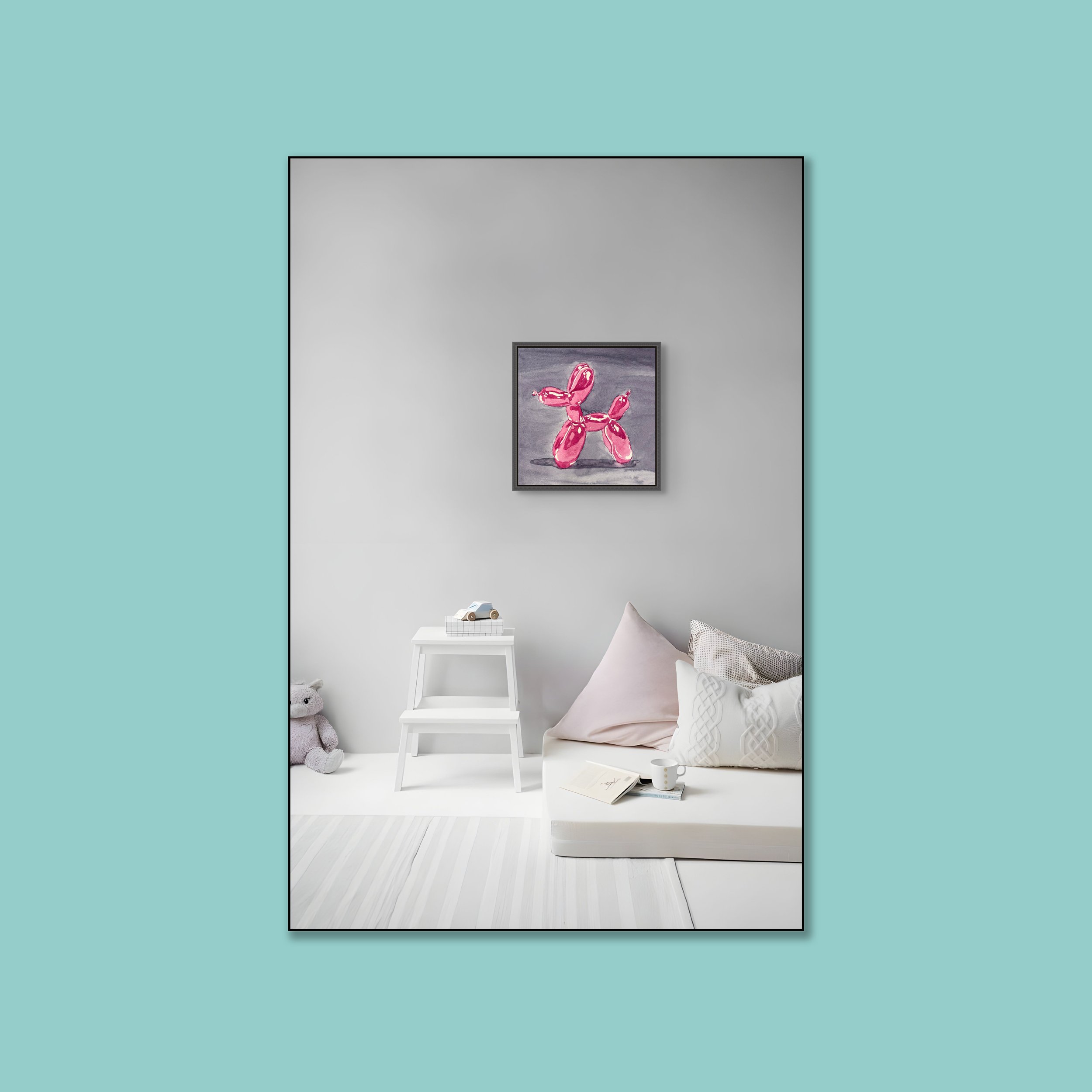pink water dog_for FLYBABY ART _in turqouise square.jpg