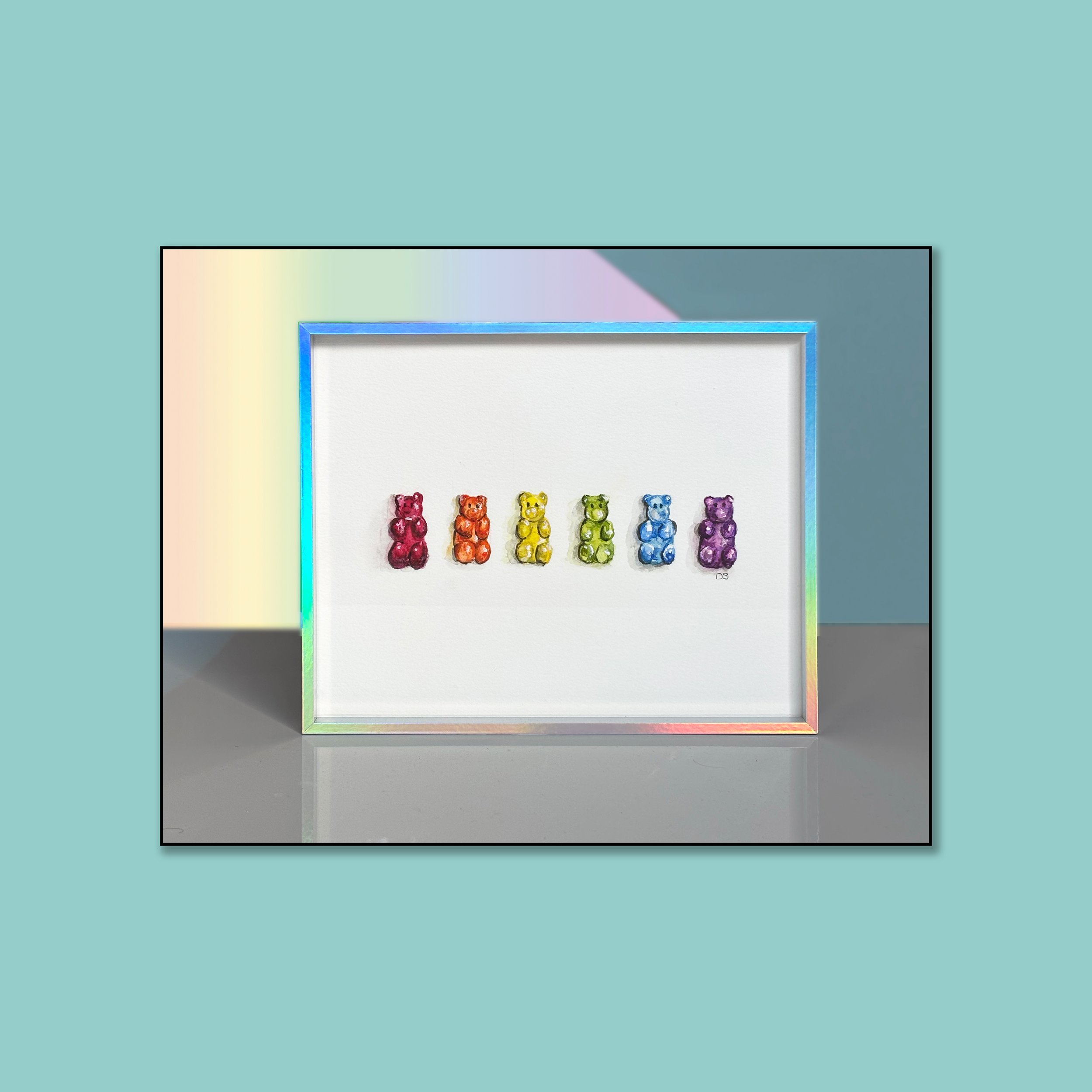 Line of Gummy Bears_a _for FLYBABY ART _in turqouise square.jpg
