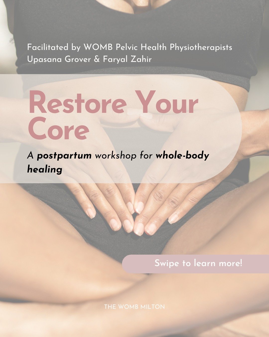 Your body has changed&mdash;but it&rsquo;s not broken.
Join us for Restore Your Core, a postpartum workshop led by our pelvic health physiotherapists.

✔ Learn how your deep core system really works&mdash;diaphragm, pelvic floor, abdominals, and more