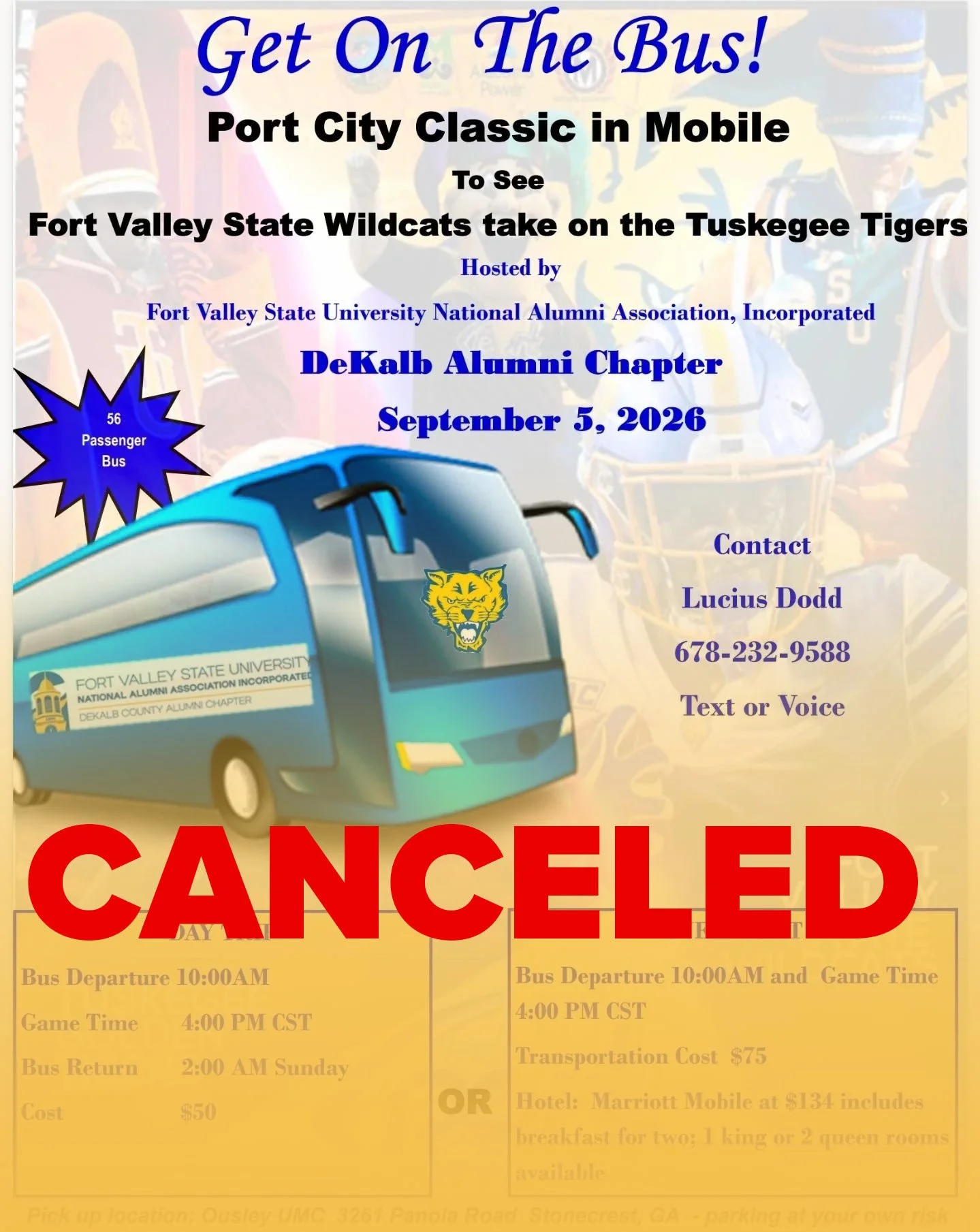 FVSU NAA, Inc. Dekalb Alumni Chapter Port City Classic Bus Trip CANCELED
