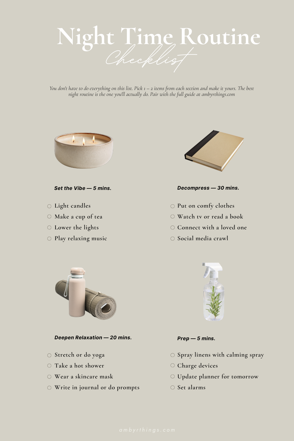 The Night Time Routine Checklist — FREE