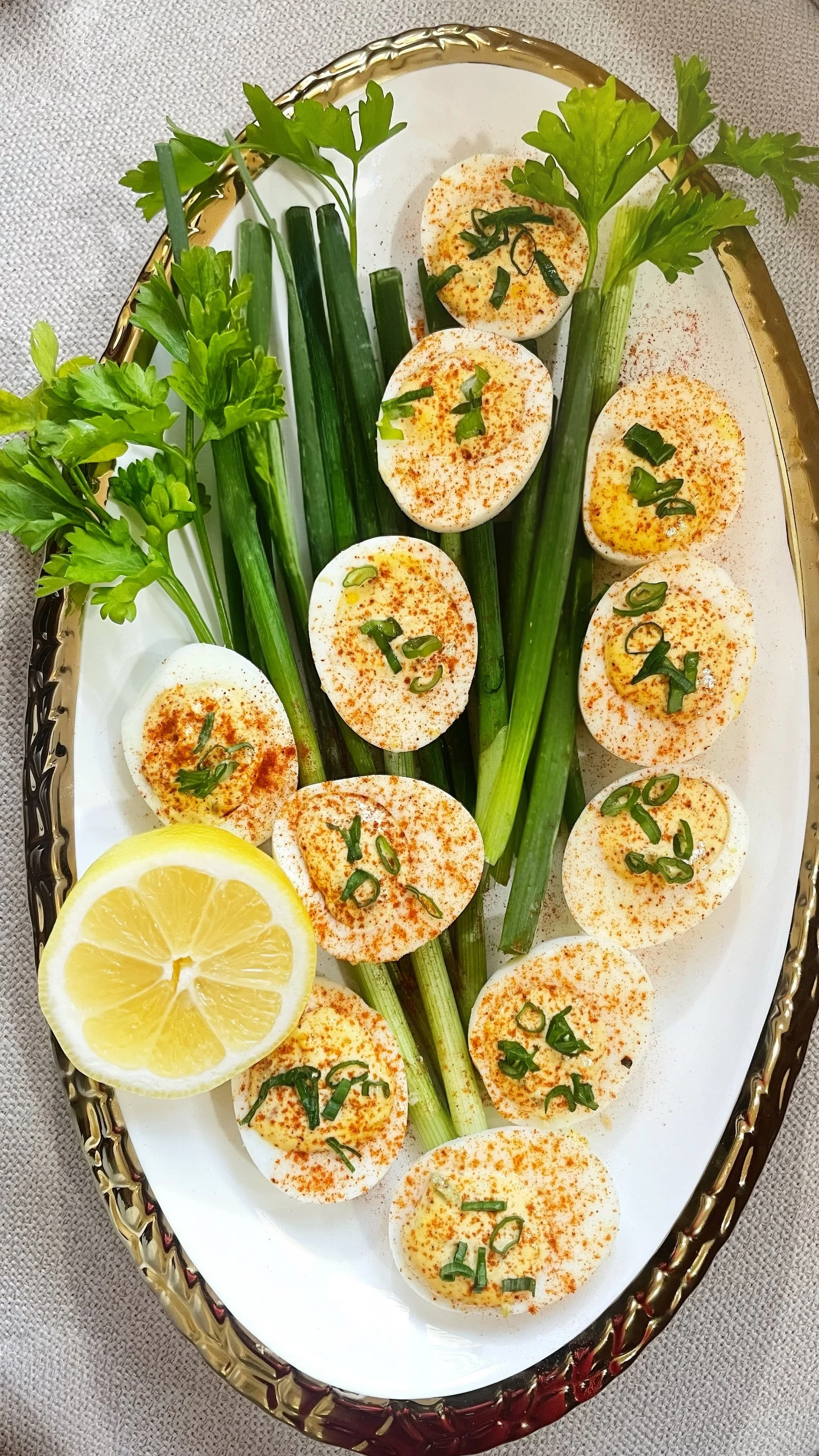 Classic Deviled Eggs with Relish &amp; Green Onions