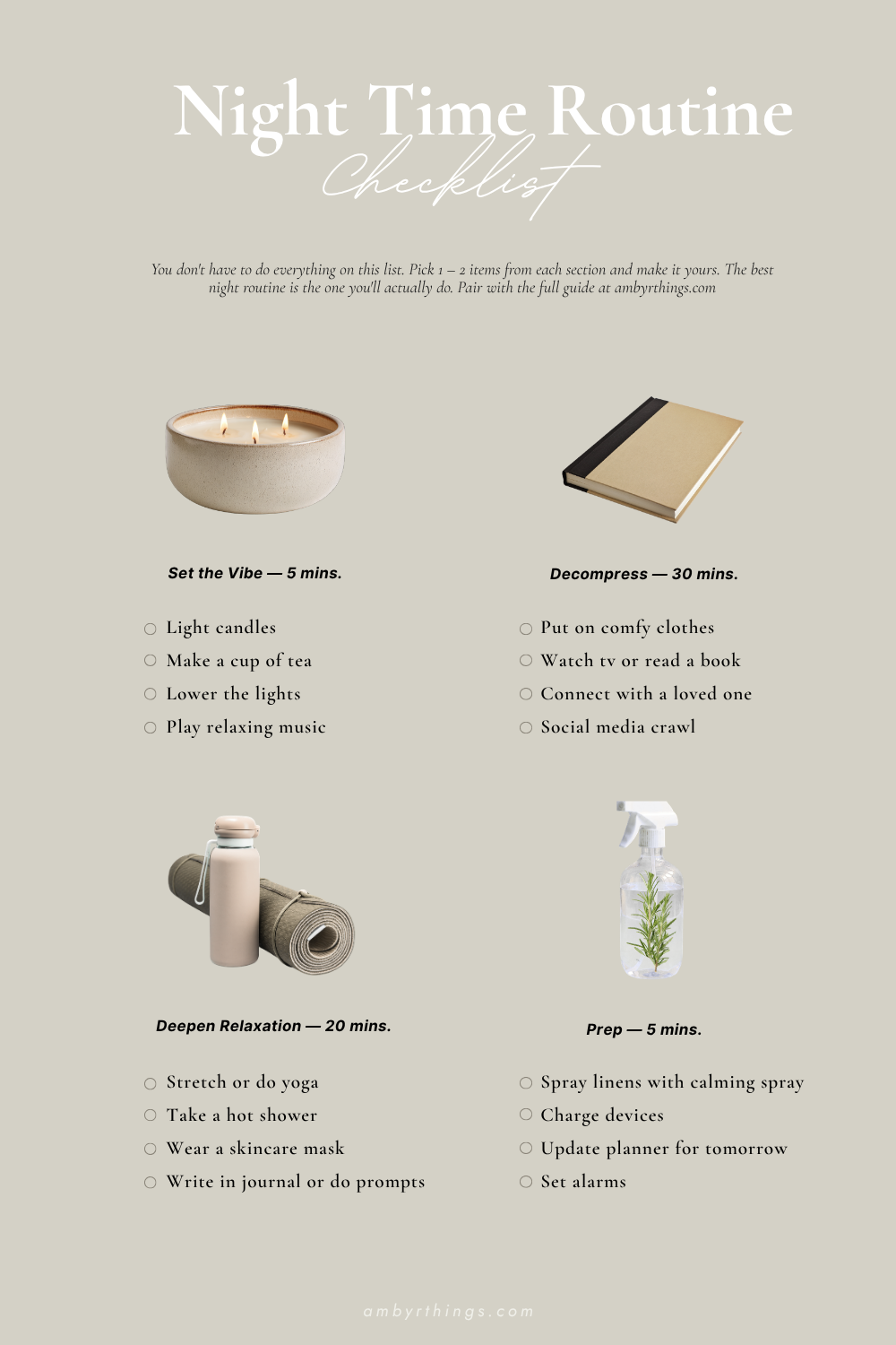The Night Time Routine Checklist — FREE