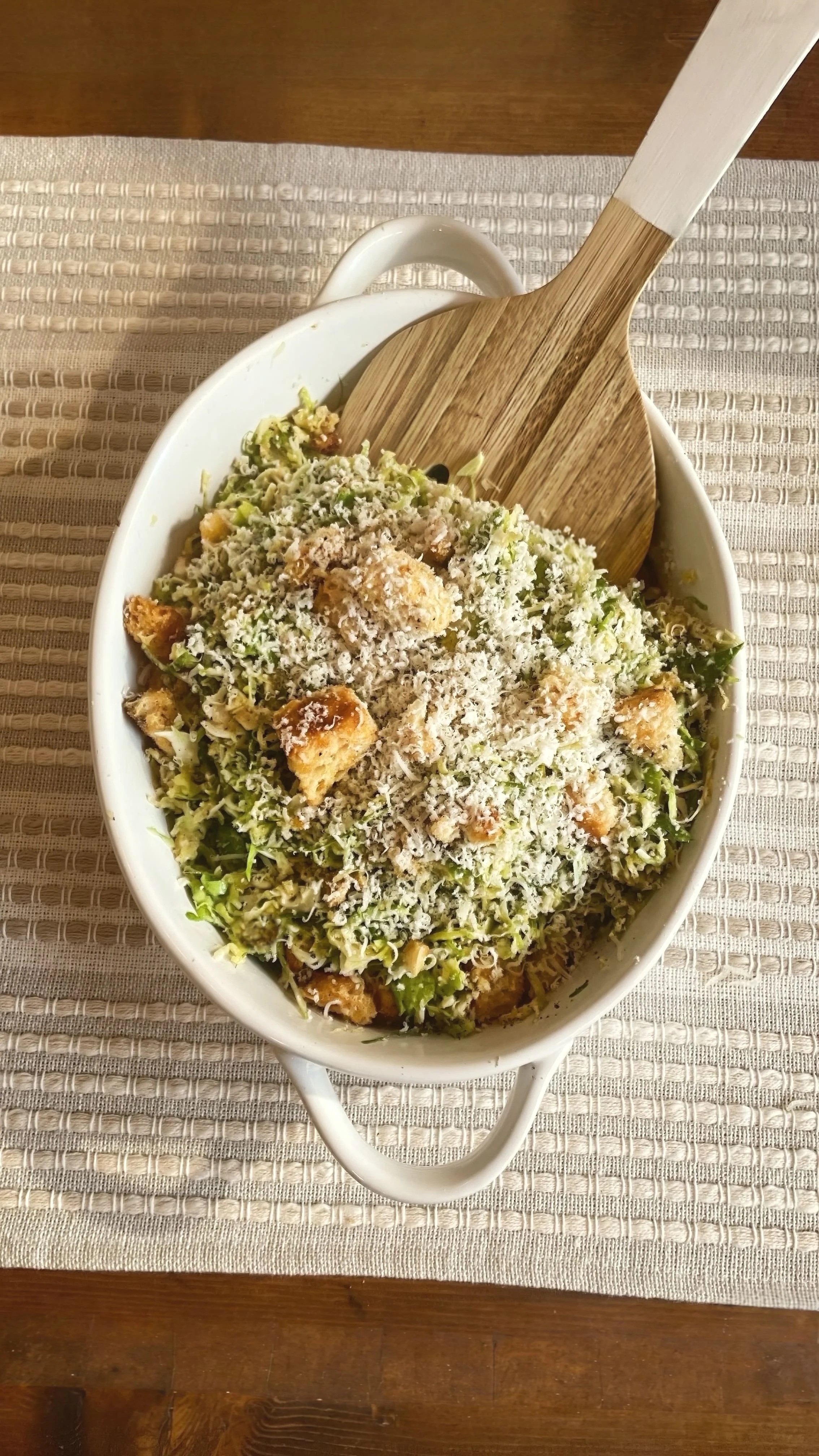 Crisp Shaved Brussels Caesar Salad