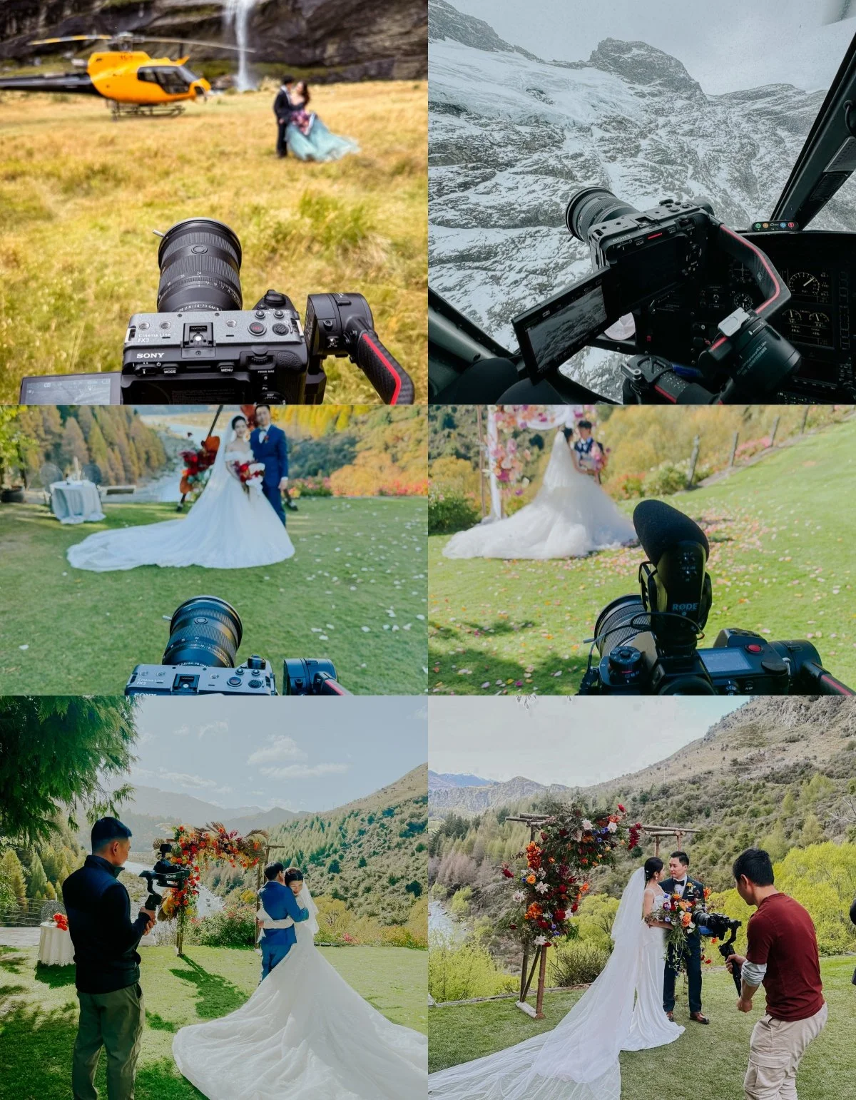 queenstown wedding videographer in different beautiful locations, behind the scene of wedding films