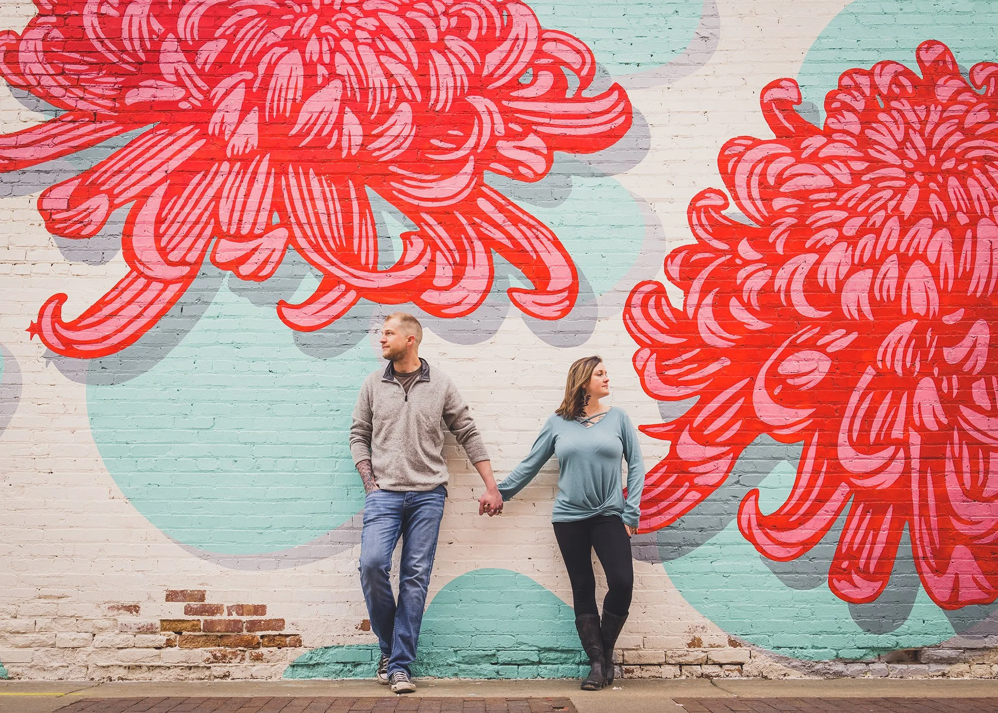 couples, woman, man, mural, graffiti, engagement, urban