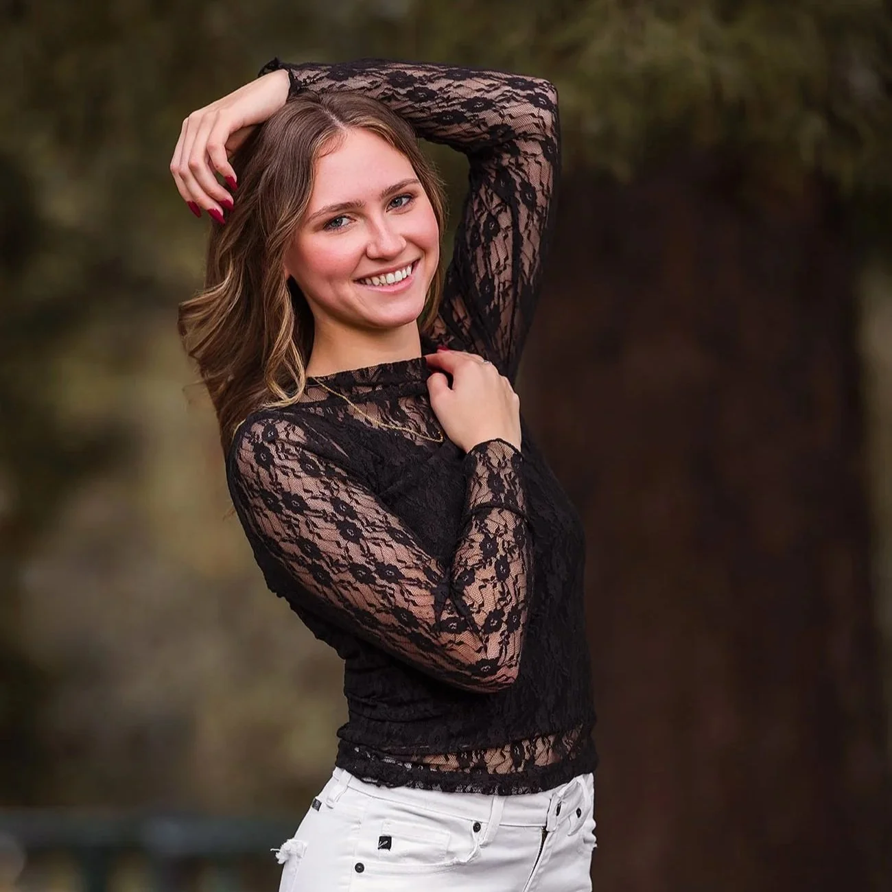 girl, black, white, nature, portraits, lace, senior