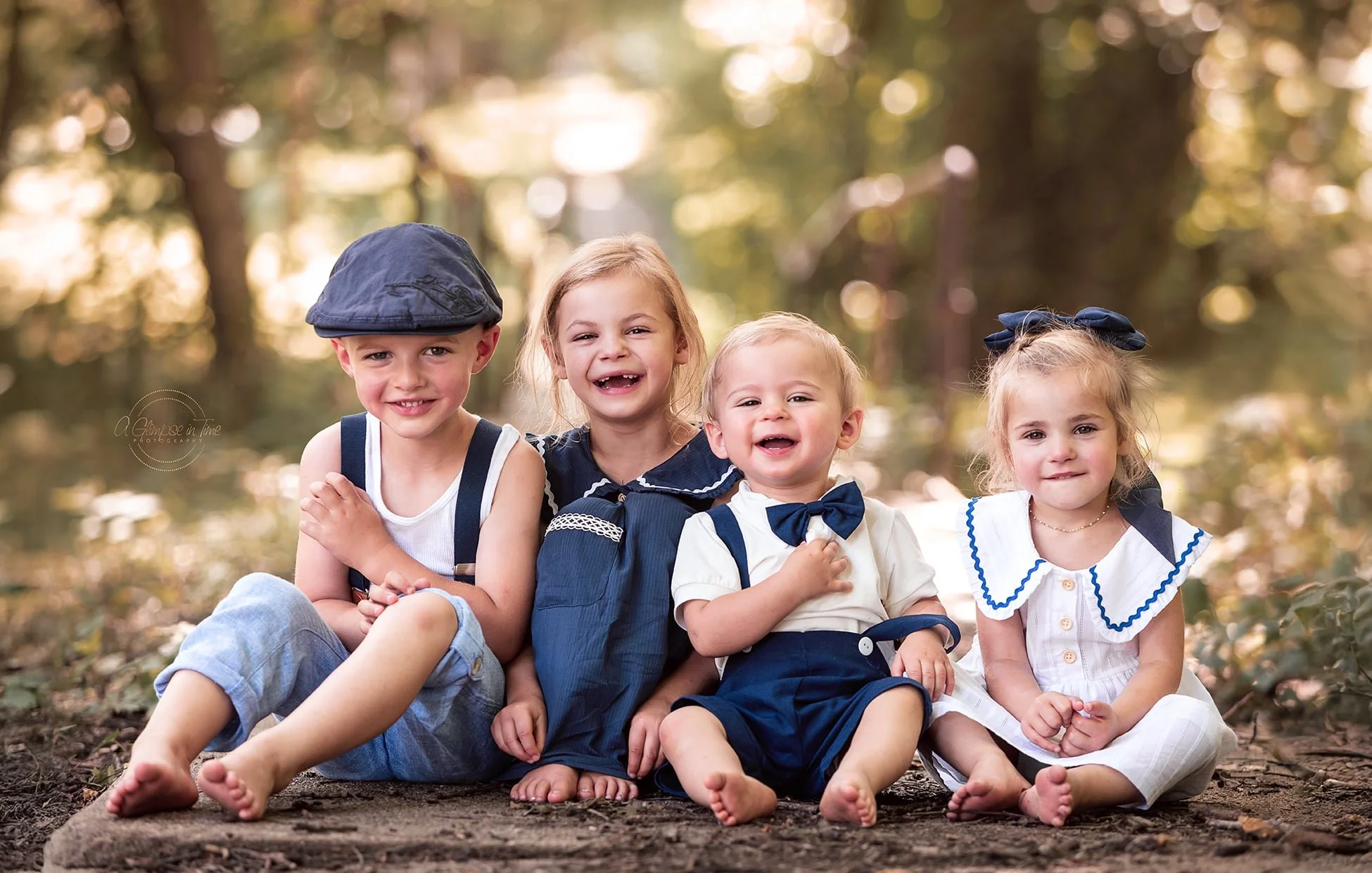 children, boys, girls, blue, white, nature, natural light, laughs