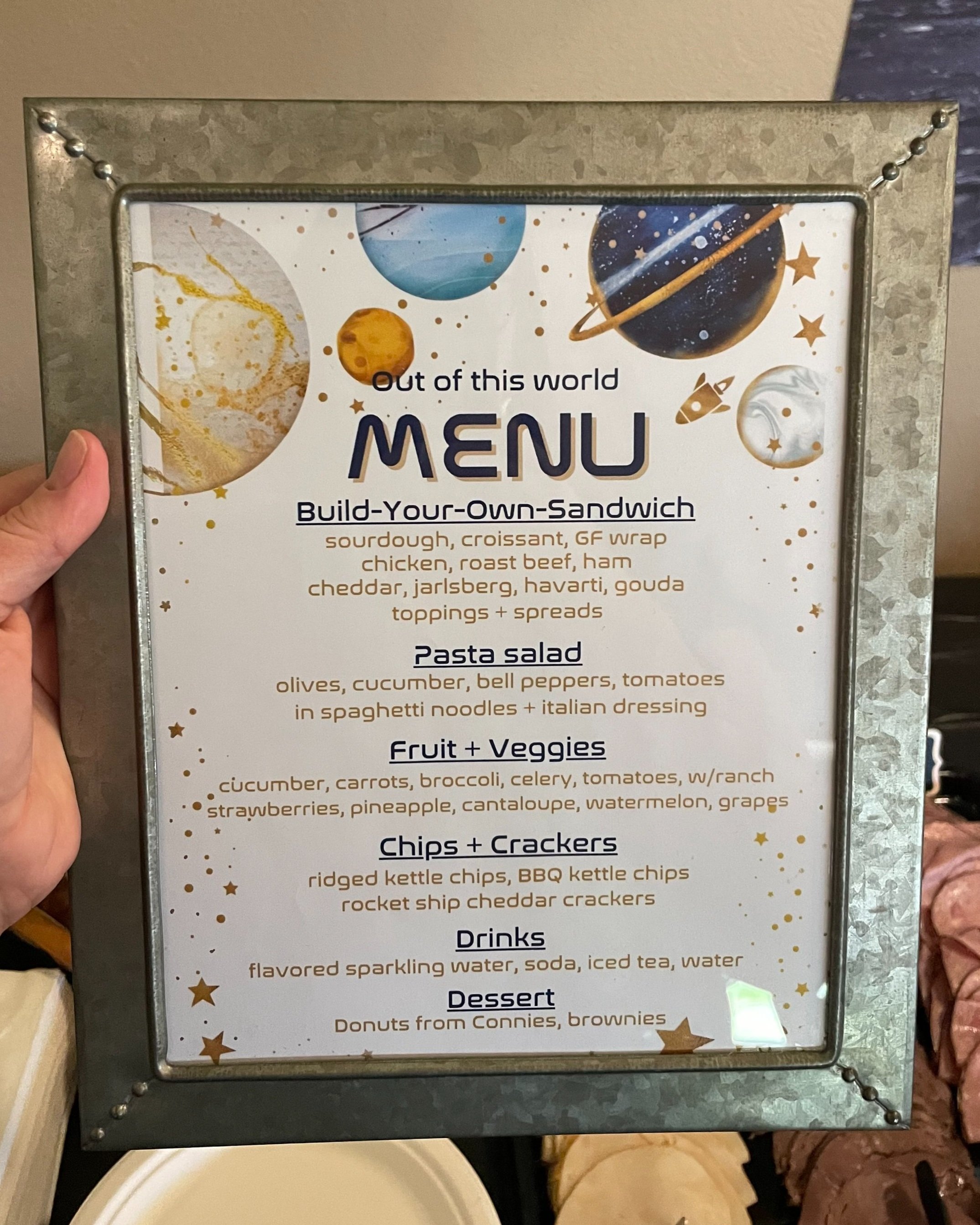 Baby Mason's Nasa baby shower, digital menu