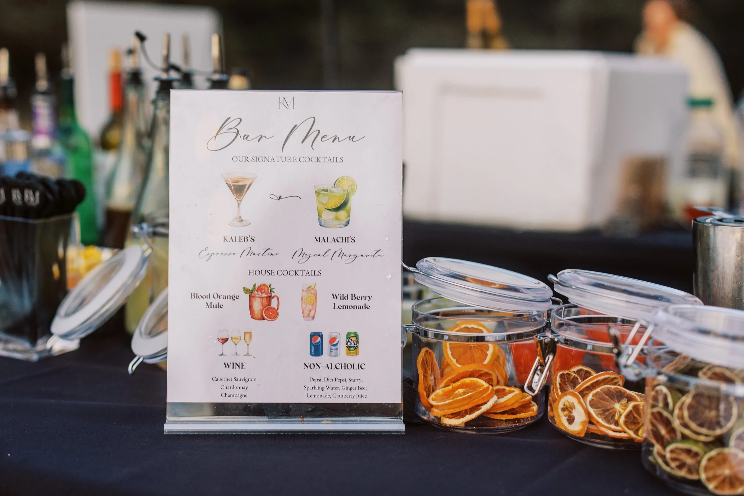 bar menu.