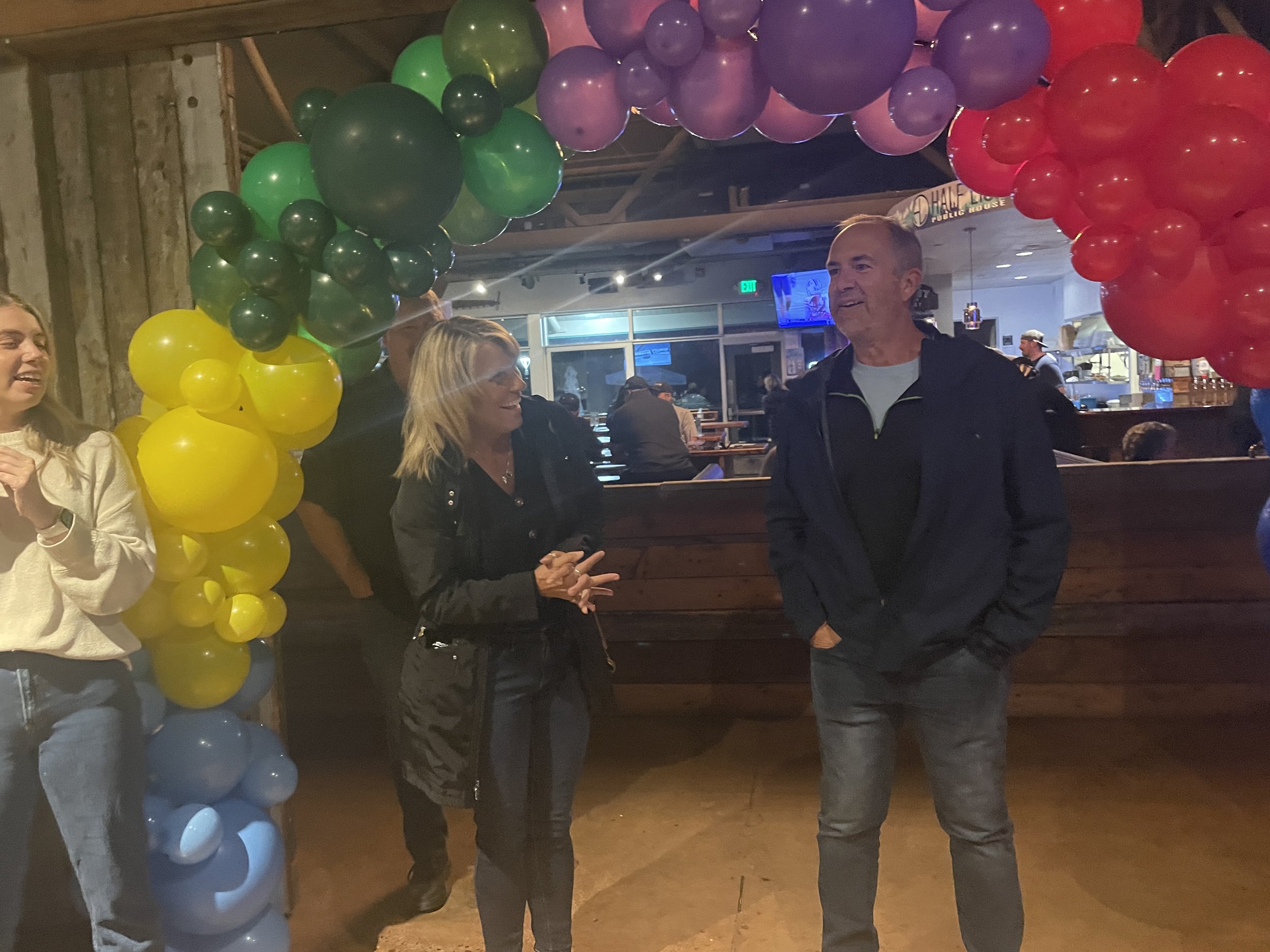 retirement surprise party balloon arch