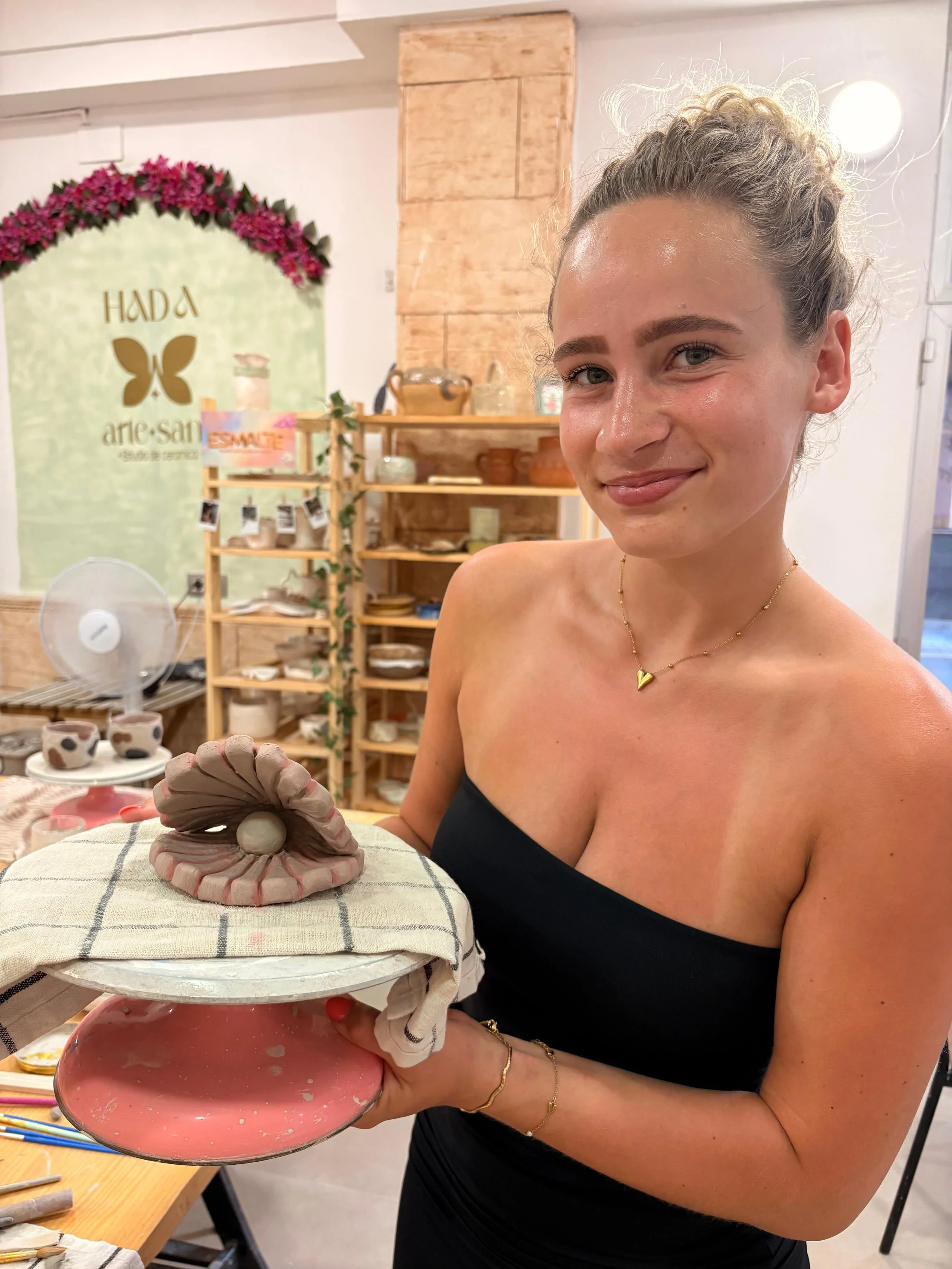 Dutch Person visiting Valencia showing Ceramics creation in El Cabanyal Valencia