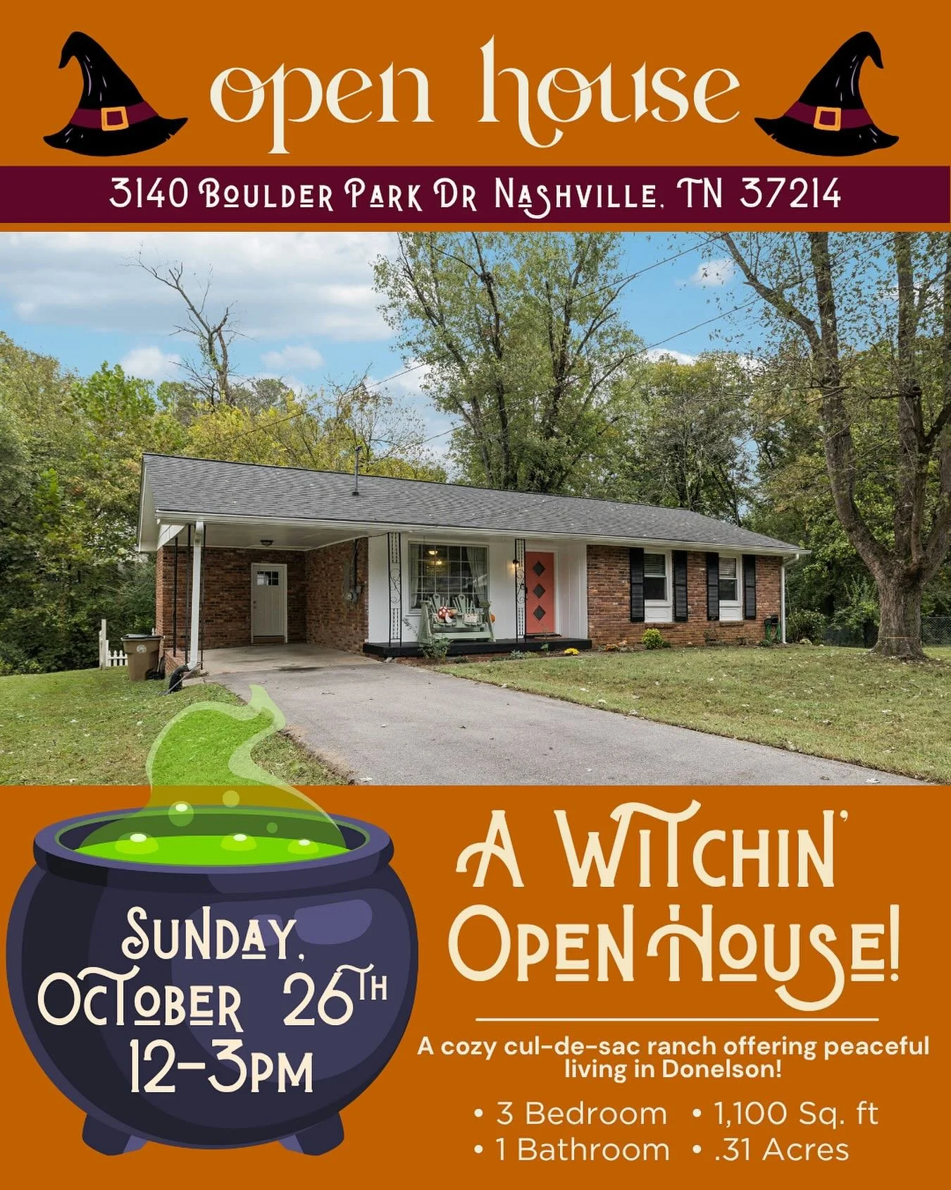 🕸️This house doesn&rsquo;t need a spell to make you fall in love with it! Stop by to tour this adorable gem and enjoy complimentary trick-or-treat bags, donut pops, Dunkin coffee, and pics with&nbsp;a pumpkin-perfect photo backdrop!

🍵Open House: S