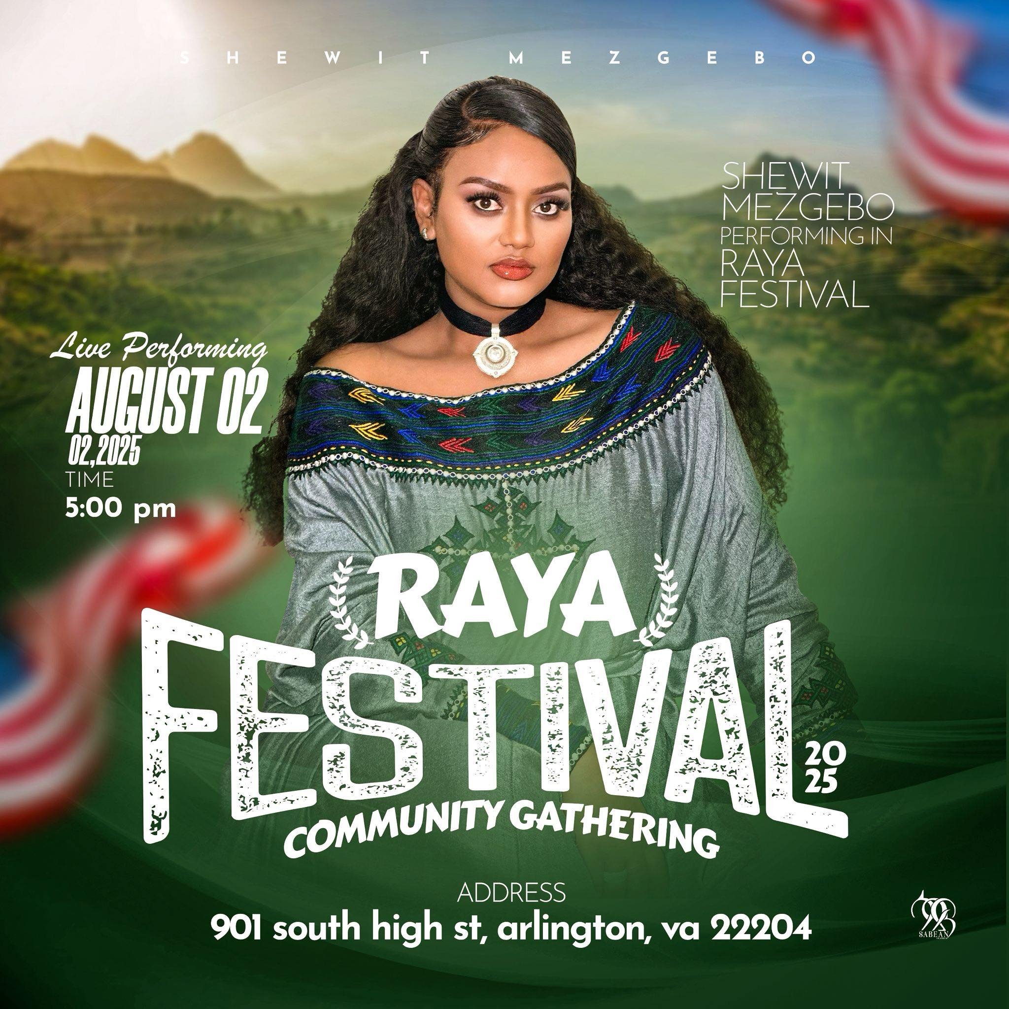 Event poster with a woman wearing traditional clothing, promoting a community gathering and festival in Maryland on August 2, 2025, at 901 South High Street, Arlington, VA.