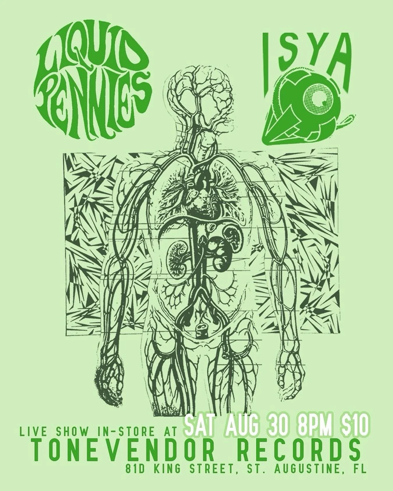 TONIGHT! ISYA &amp; @liquidpenniesband from St. Petersburg Live at @tonevendor in Downtown St. Augustine
8pm-11pm / $10 suggested donation / all ages