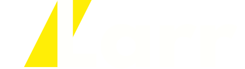 Part of a logo with a yellow triangle and the word 'Larr' in white text.