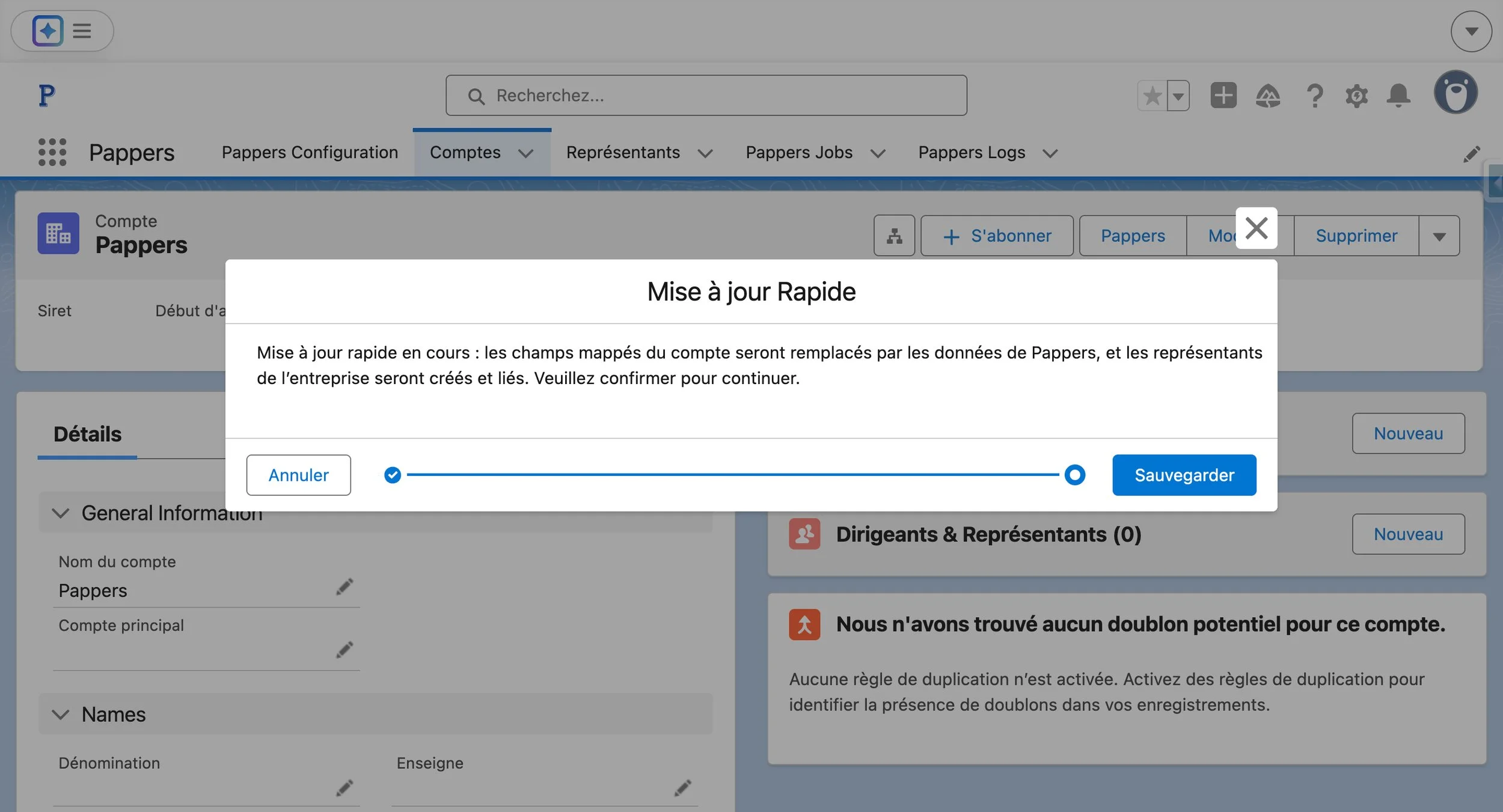 You can import all company and representatives data in one click